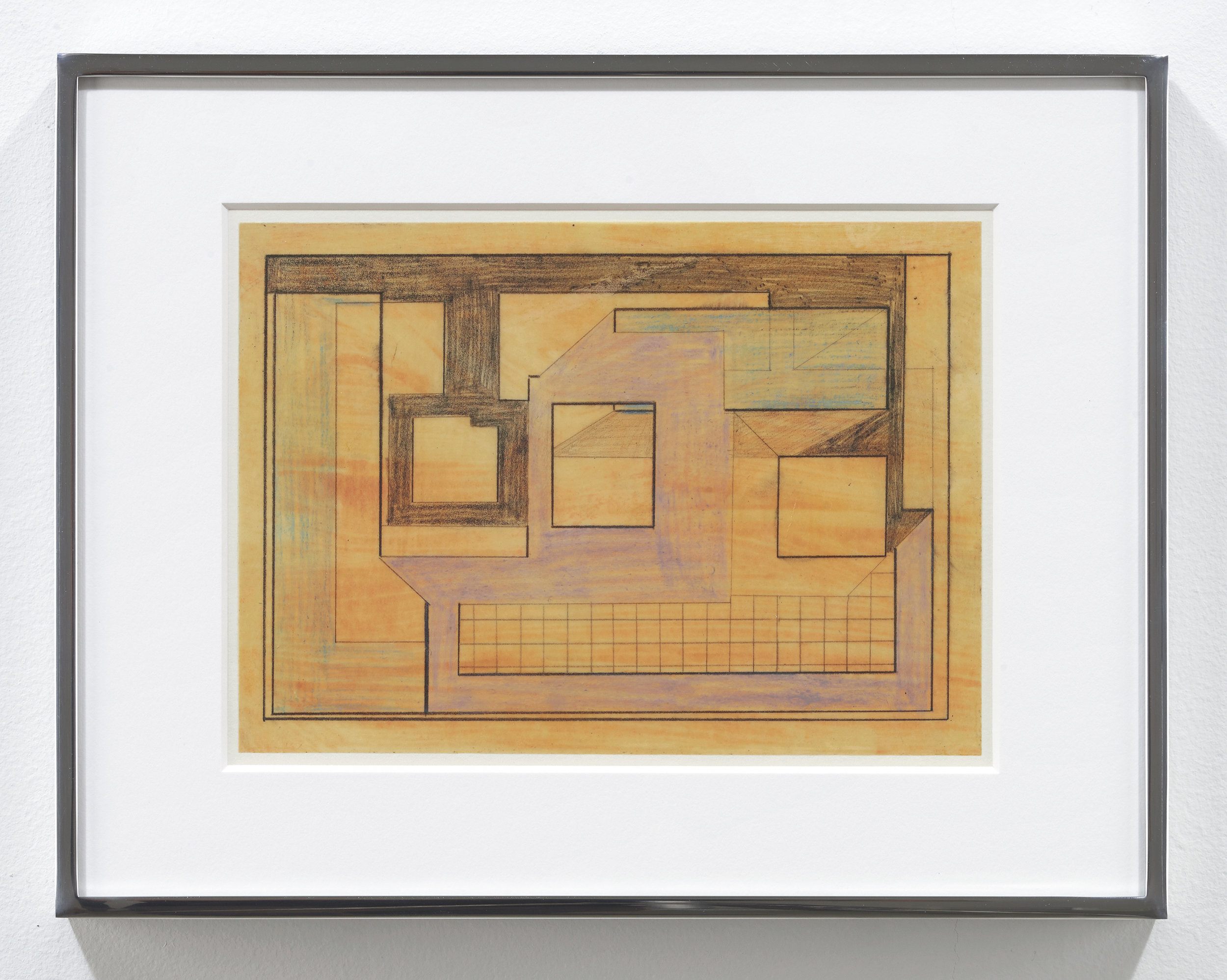  Suzanne Blank Redstone,  Drawing for Portal 2 #3 , 1967, Paper, tracing paper, pencil and color pencil, Framed dimensions: 8.75 x 11.25 inches 