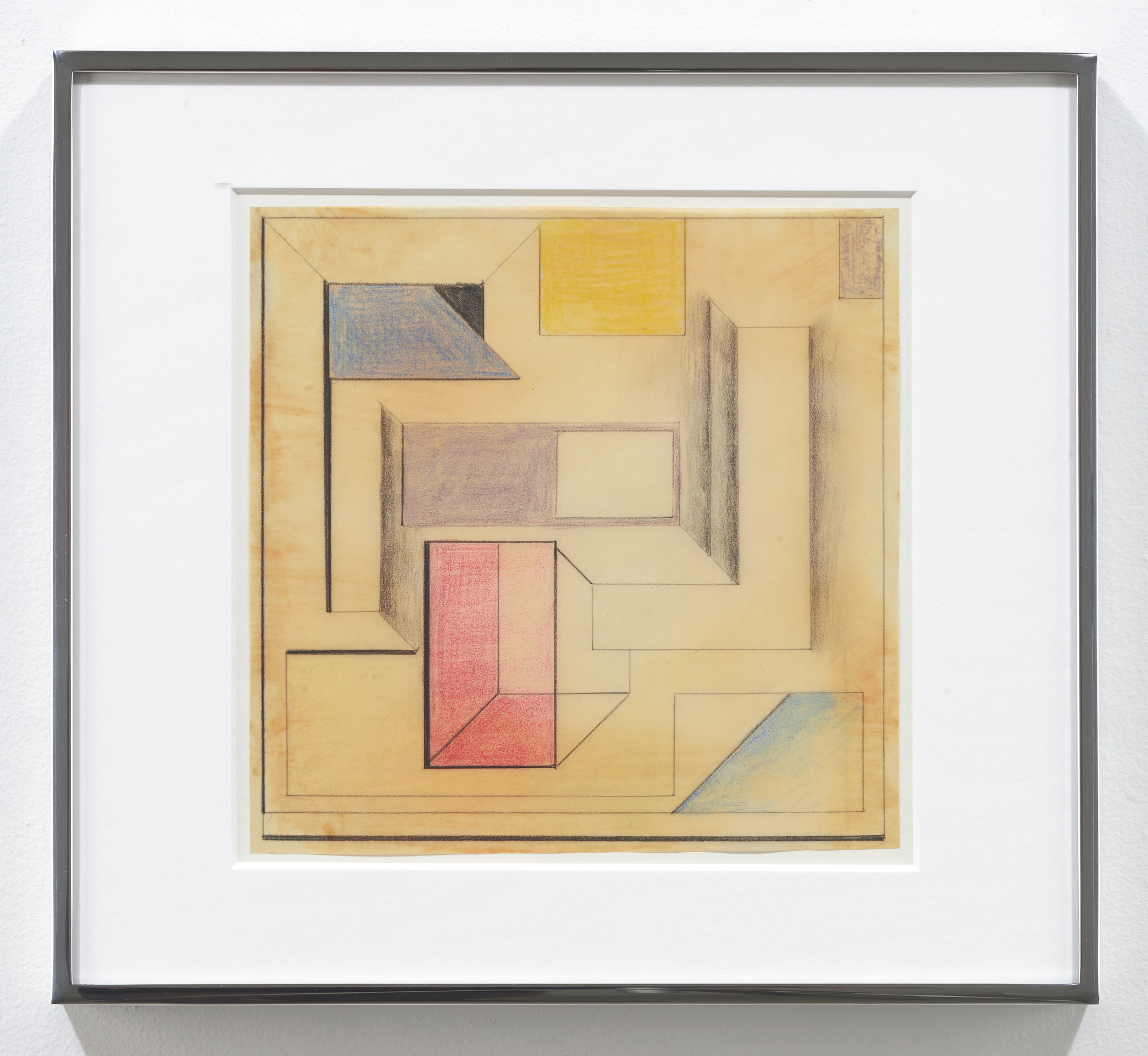  Suzanne Blank Redstone,  Drawing for Construction #6 , 1968, Paper, tracing paper, pencil and color pencil, Framed dimensions: 10.25 x 11.25 inches 