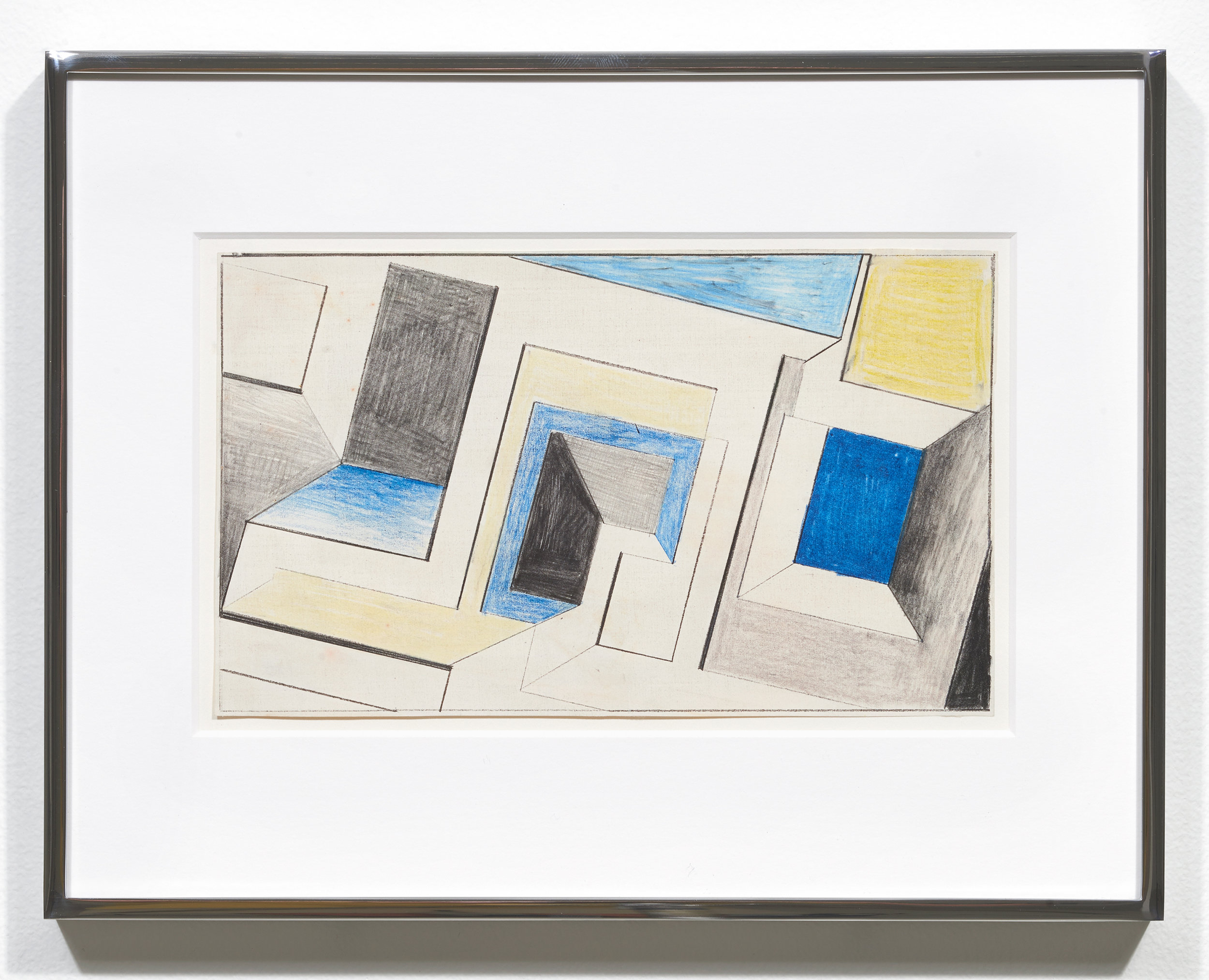  Suzanne Blank Redstone,  Drawing for Portal-Descent #3 , 1967, Paper, tracing paper, pencil and color pencil, Framed dimensions: 8.75 x 11.25 inches 