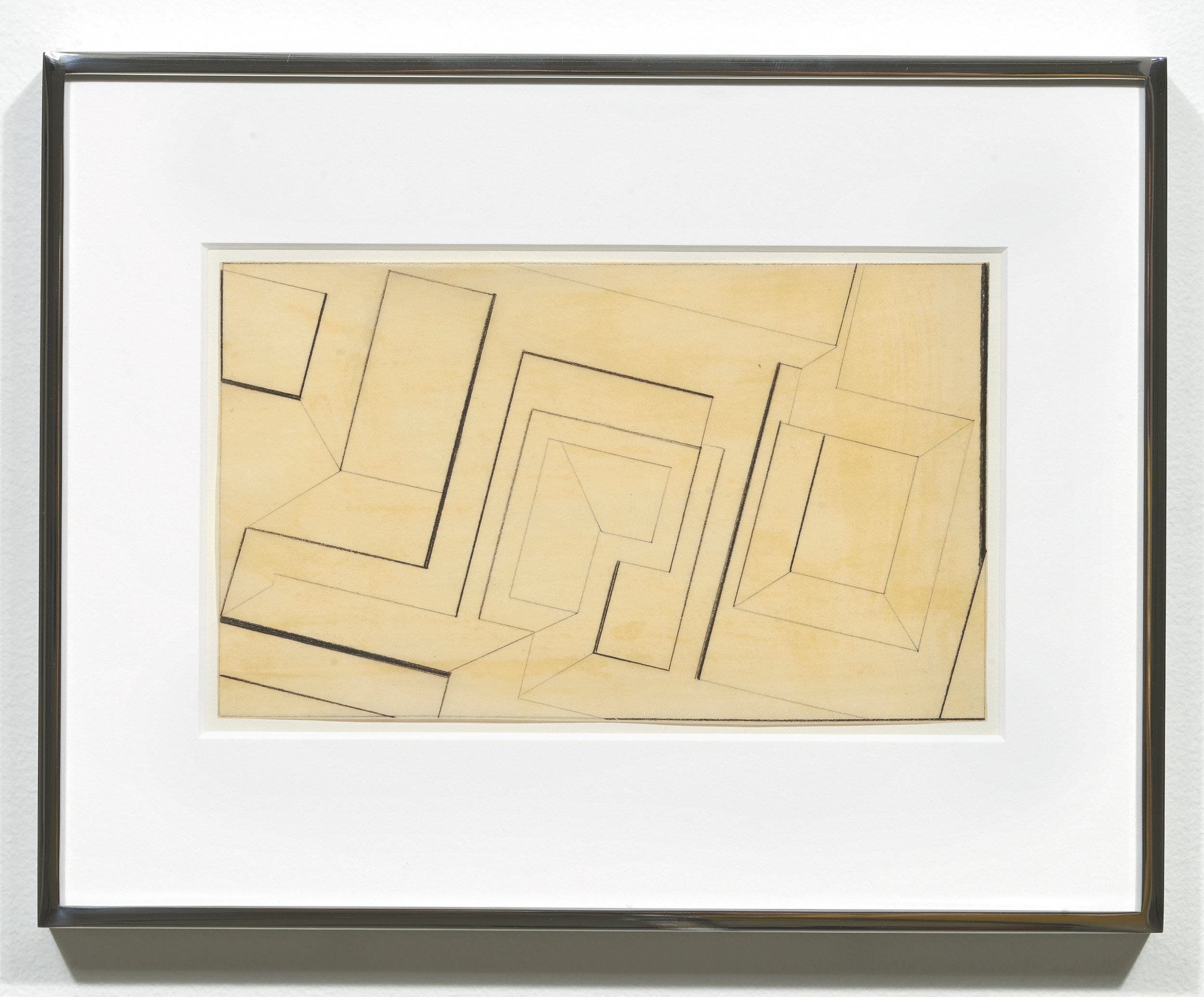  Suzanne Blank Redstone,  Drawing for Portal-Descent #2 , 1967, Paper, tracing paper, pencil, Framed dimensions: 8.75 x 11.25 inches 
