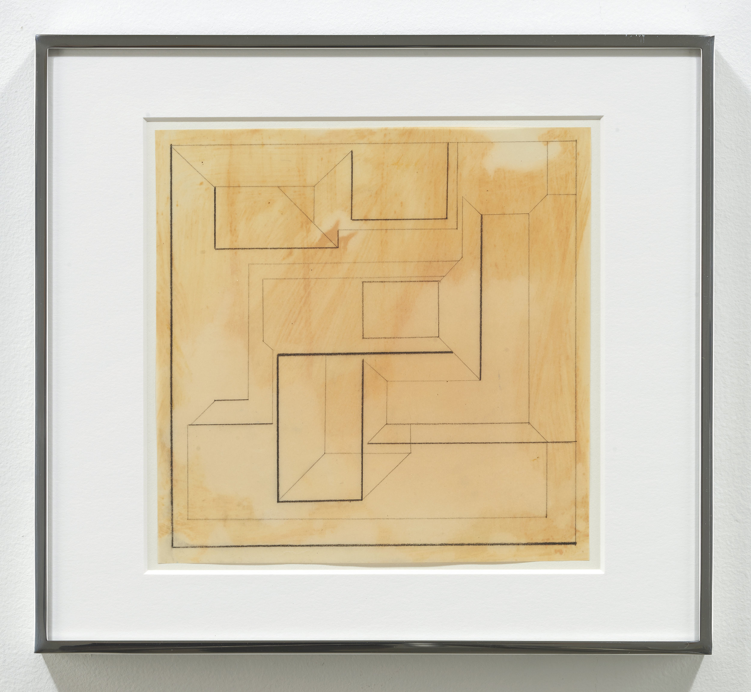  Suzanne Blank Redstone,  Drawing for Construction #1, 1968 , Paper, tracing paper, pencil, Framed dimensions: 10.25 x 11.25 inches 