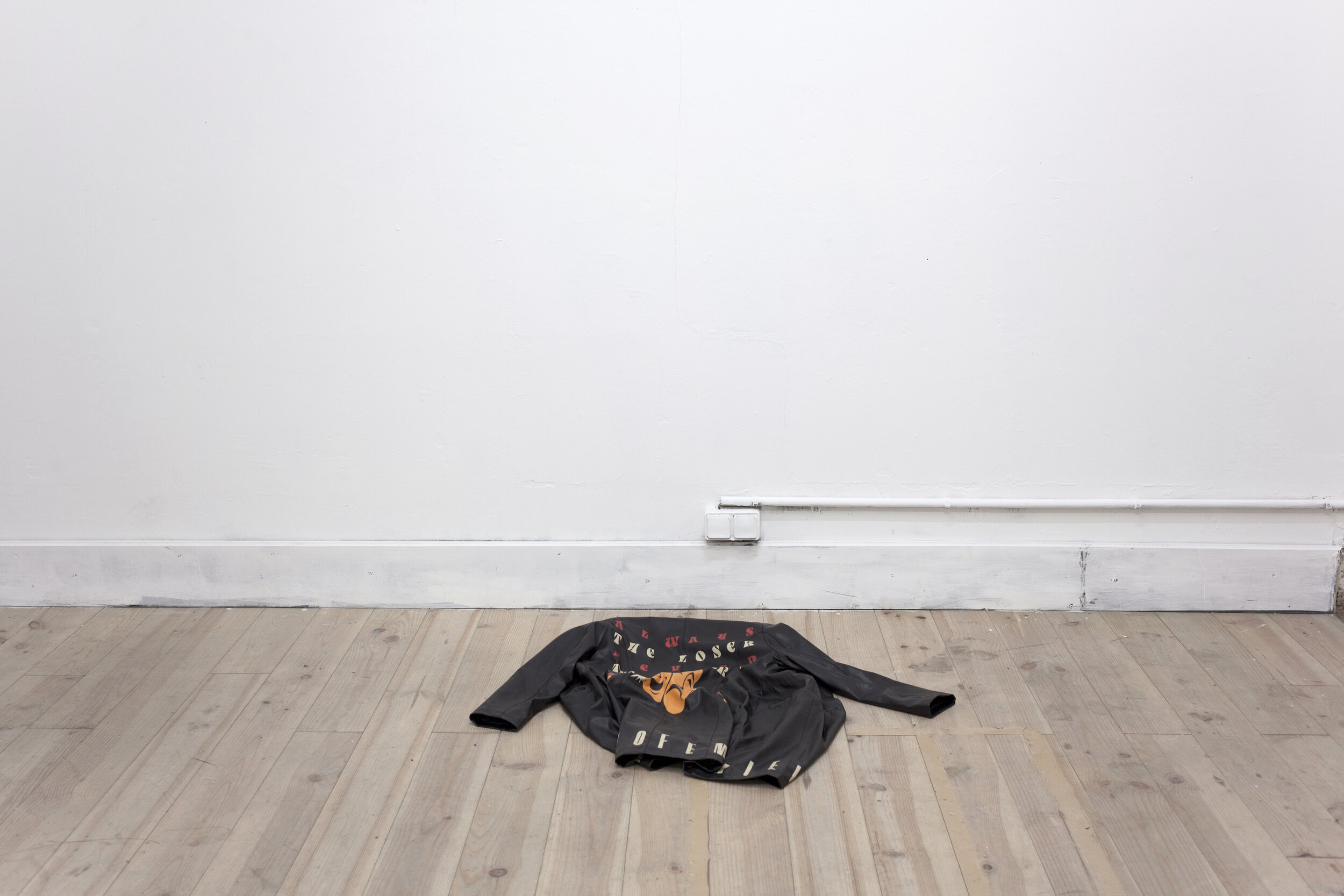  Thea Govorchin, “Always The Loser, Never The Winner !”, 2019, Leather Coat, acrylic leather paint, XL  