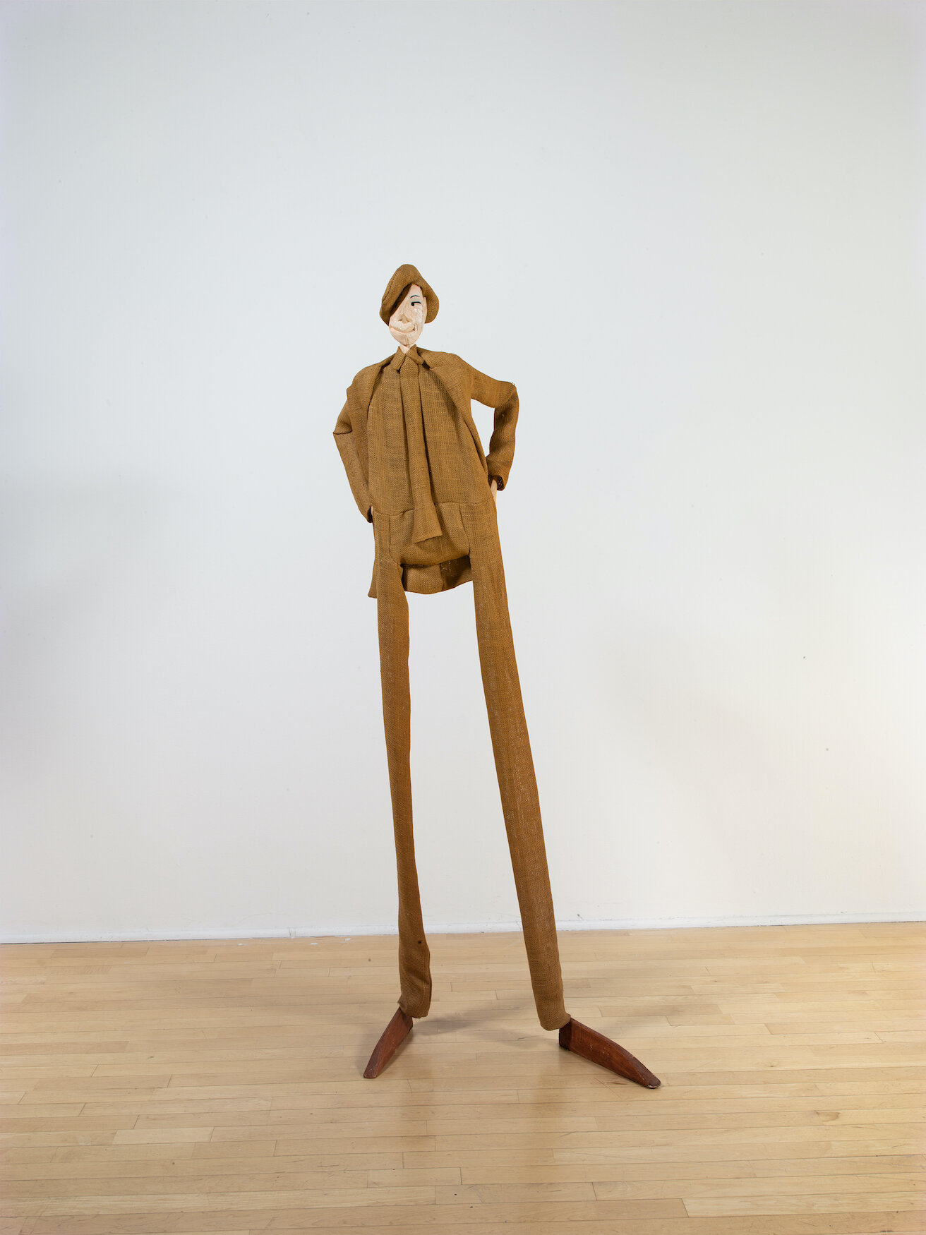  William King,  Irish Poet,  1997, Burlap, wood, aluminum armature, 76 x 28 x 14 inches 