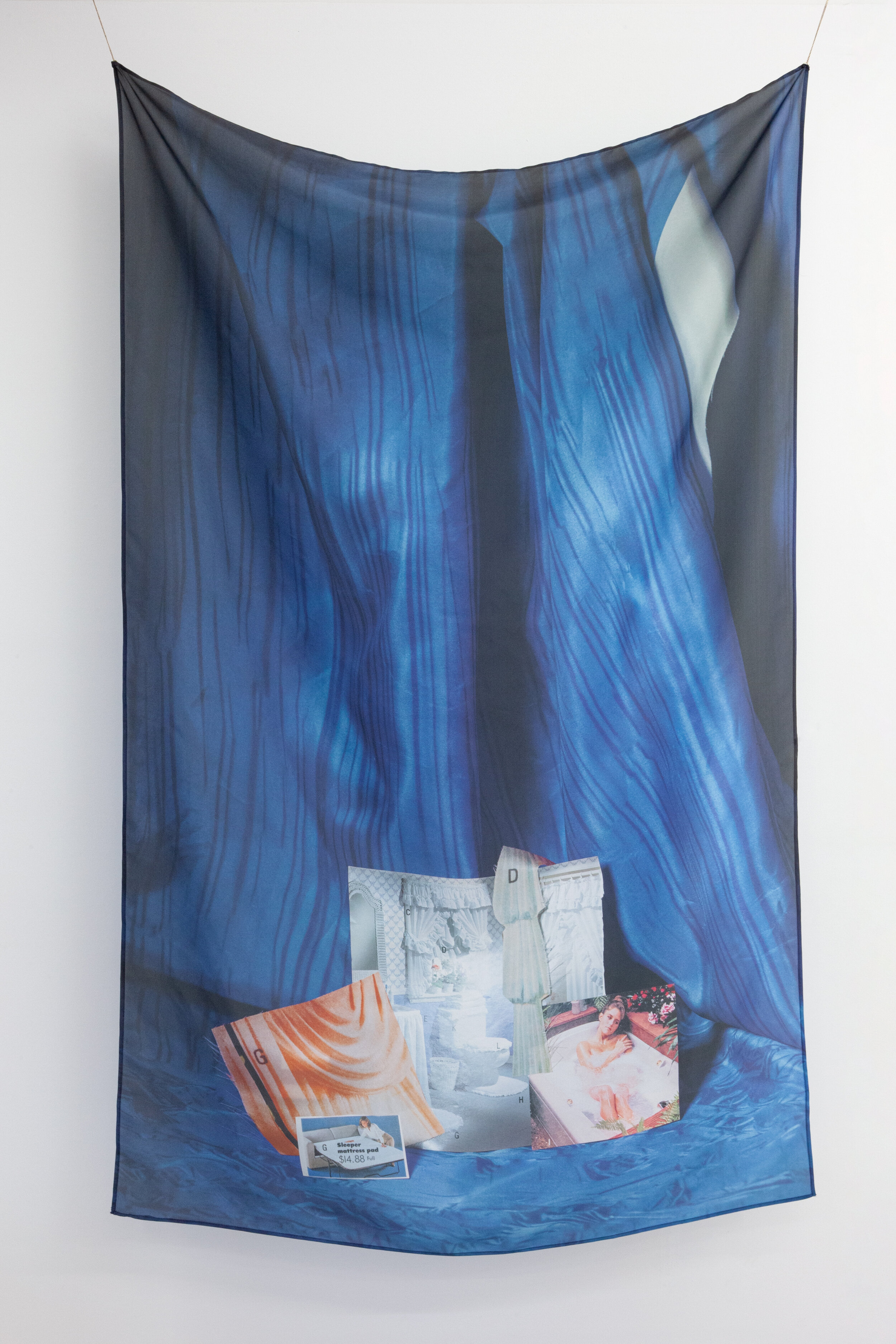  Sarah Palmer,  You left me, sweet , 2018, Pigmented Inkjet Print on Habotai Silk, 76.25h x 48w in  