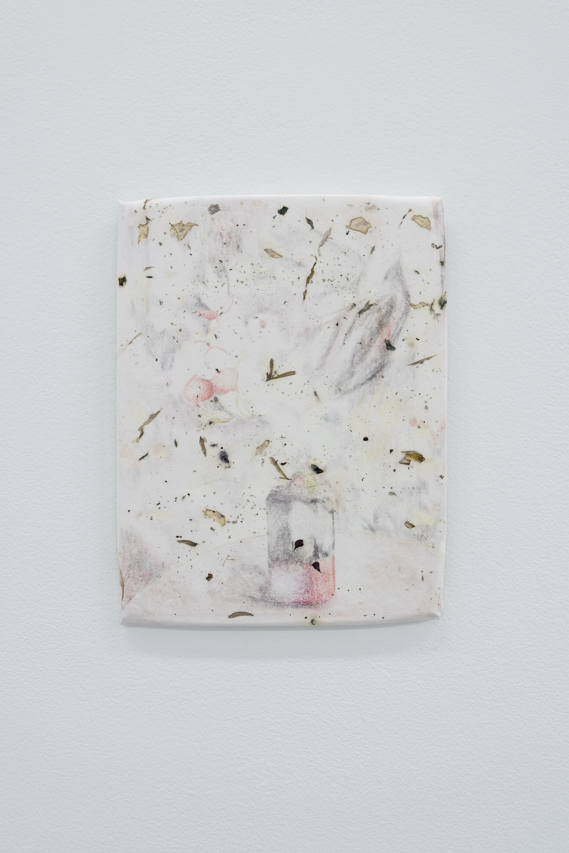  Alejandro Jiménez-Flores,  el carácter de su expresión—a new song begins, a gesture... ,​ 2019, gifted and collected flower petals, dirt, soft-pastels, plaster  