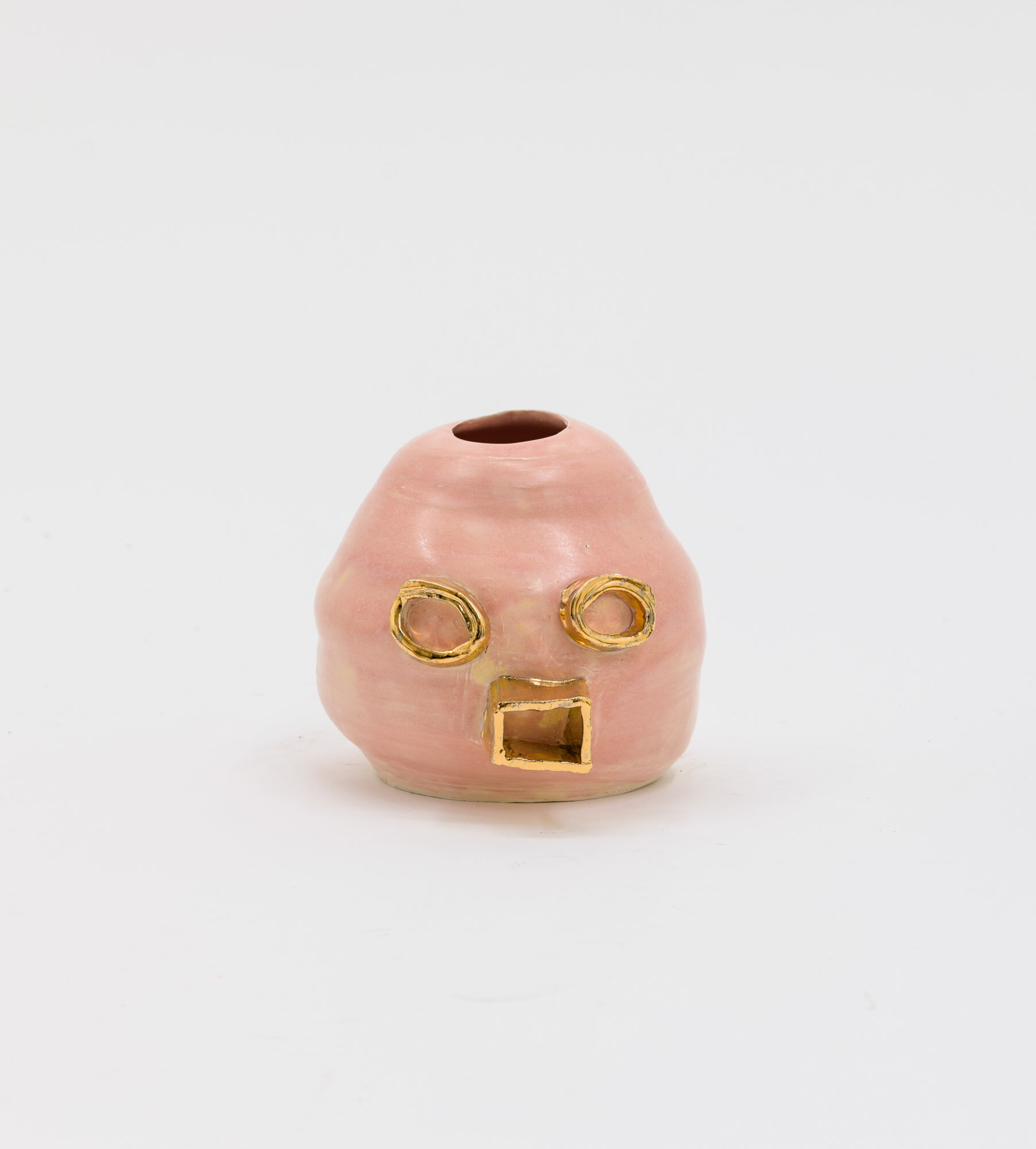  Leena Similu,  Akum Daughters I , 2020, 5 3/4 x 7 1/2 x 6 inches, glazed stoneware with gold 