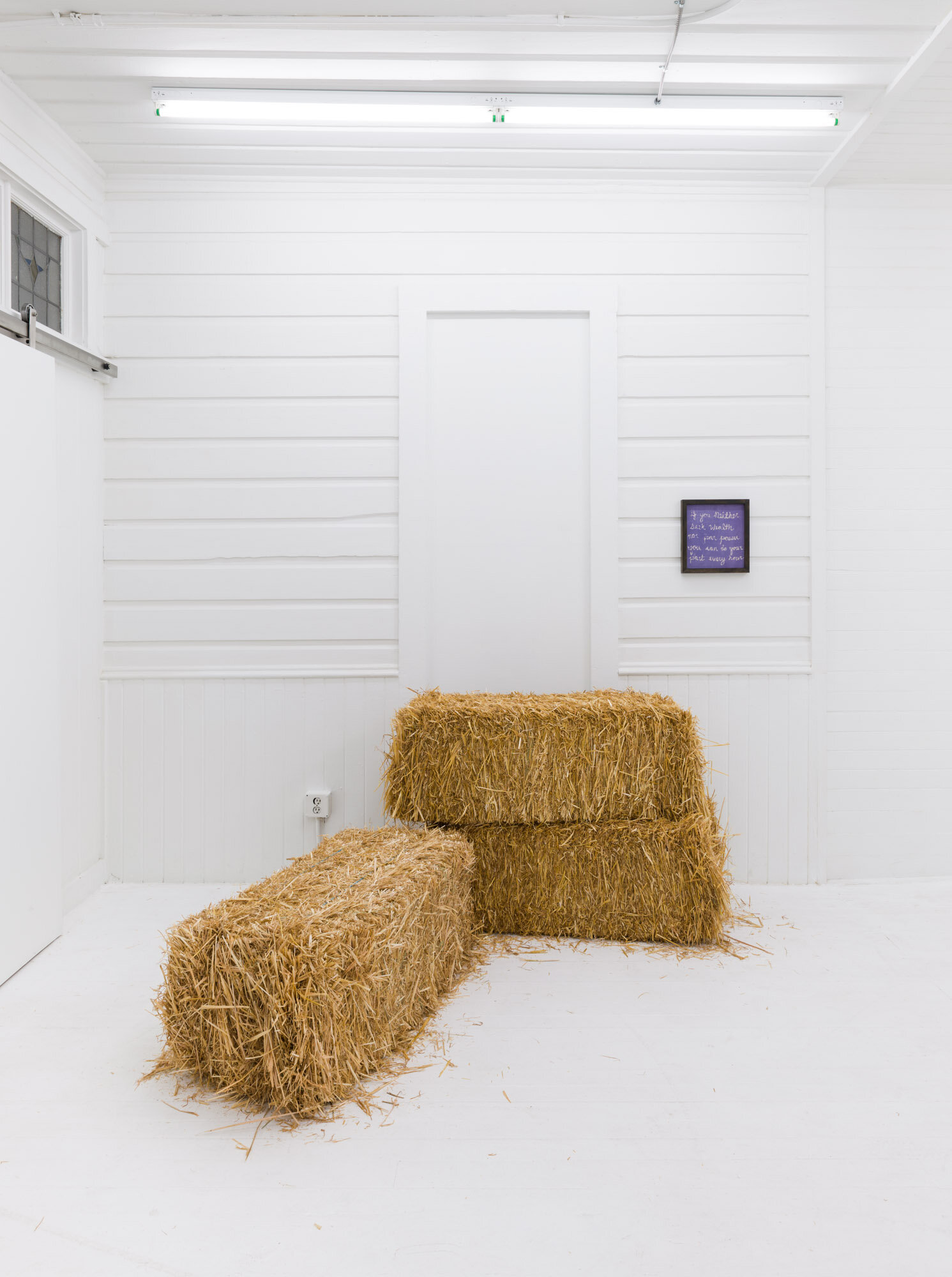  Kalaija Mallery,  By Any Auspicious Means ​, hay bales, spread hay throughout the gallery (size variable) 