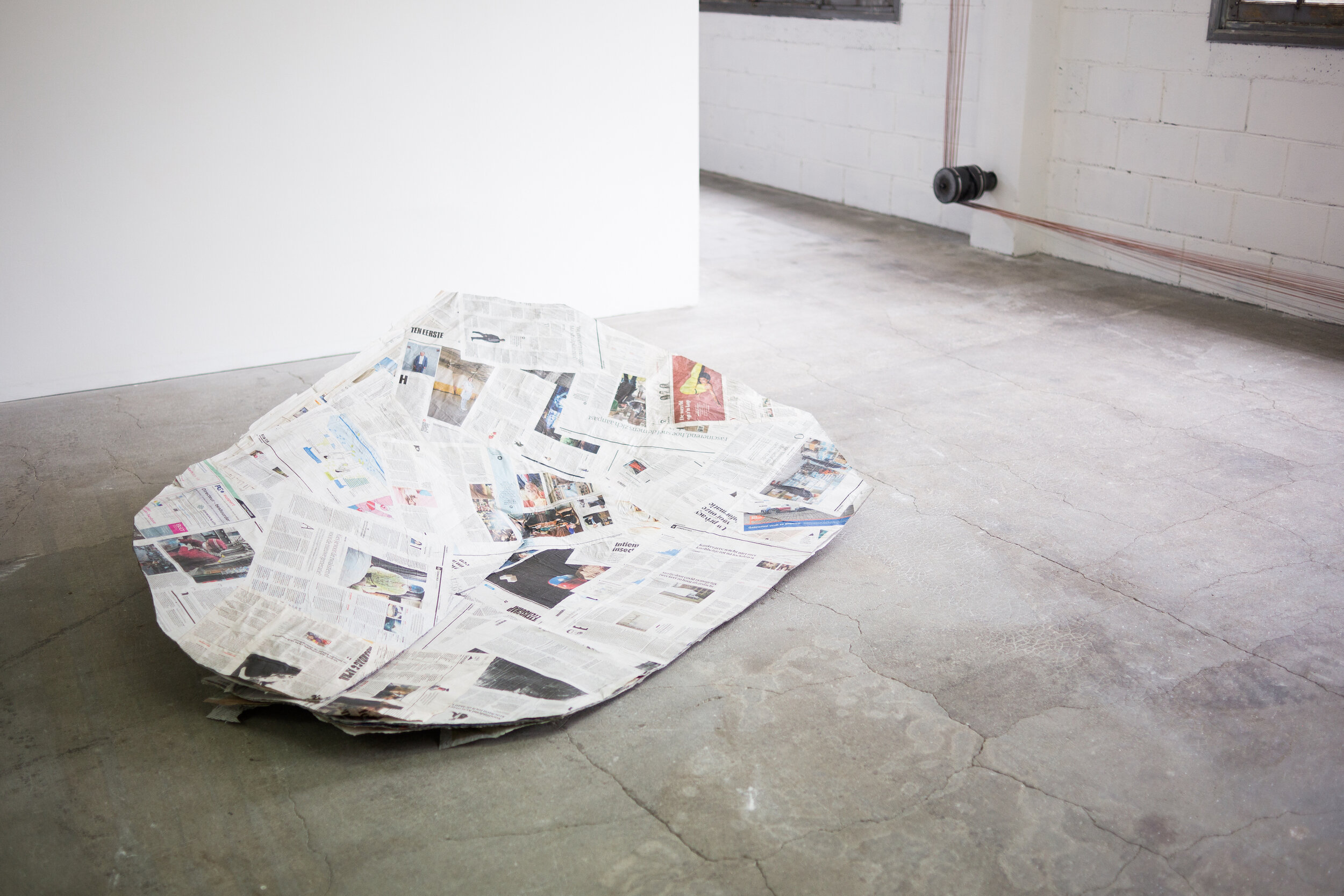    Shield, Shell, Shh  (2020), Dutch newspapers from 13 March - 6 April 2020, dimensions variable  