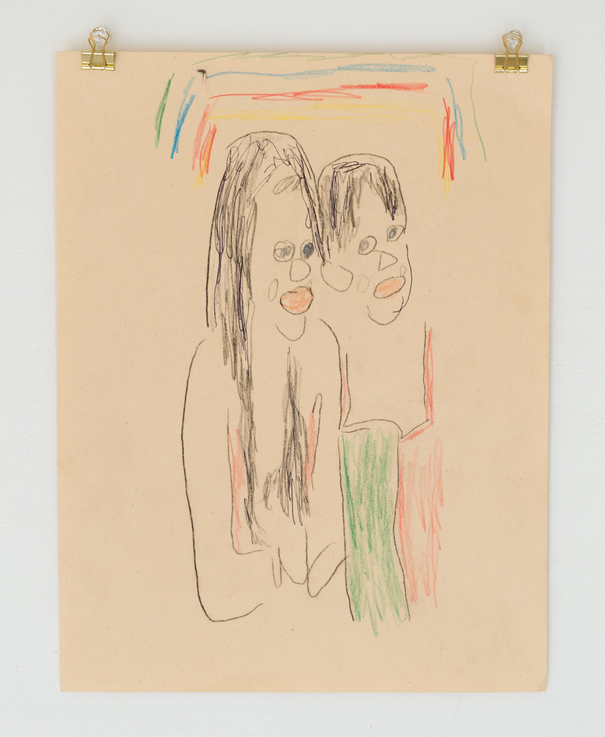  Shannon Anderson  Untitled (Emma and her son),  2019, colored pencil on paper, 12 x 9 inches  