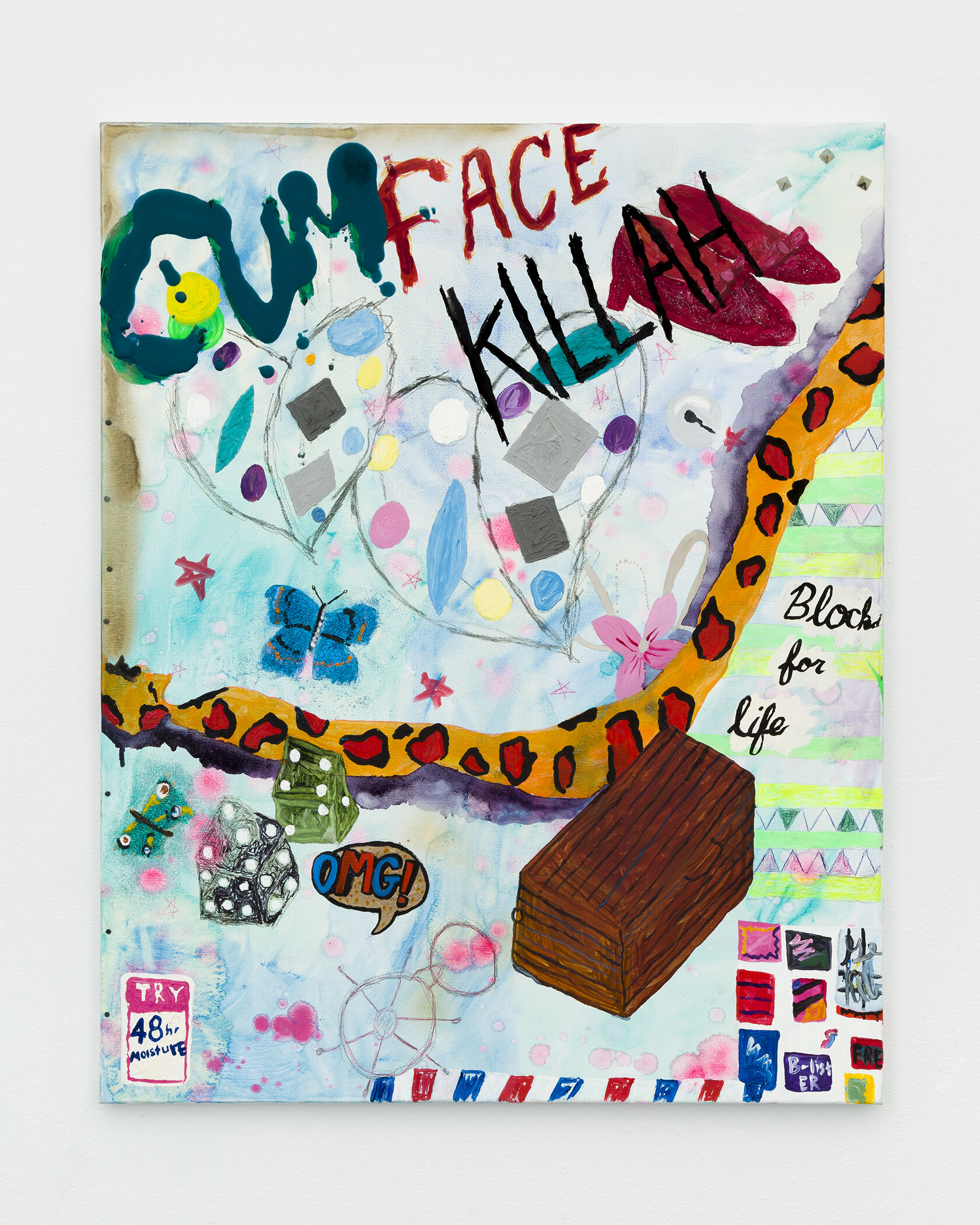  Alicia Gibson,  Cumface Killah,  2020, Oil and encaustic on linen,  30 × 24 inches  