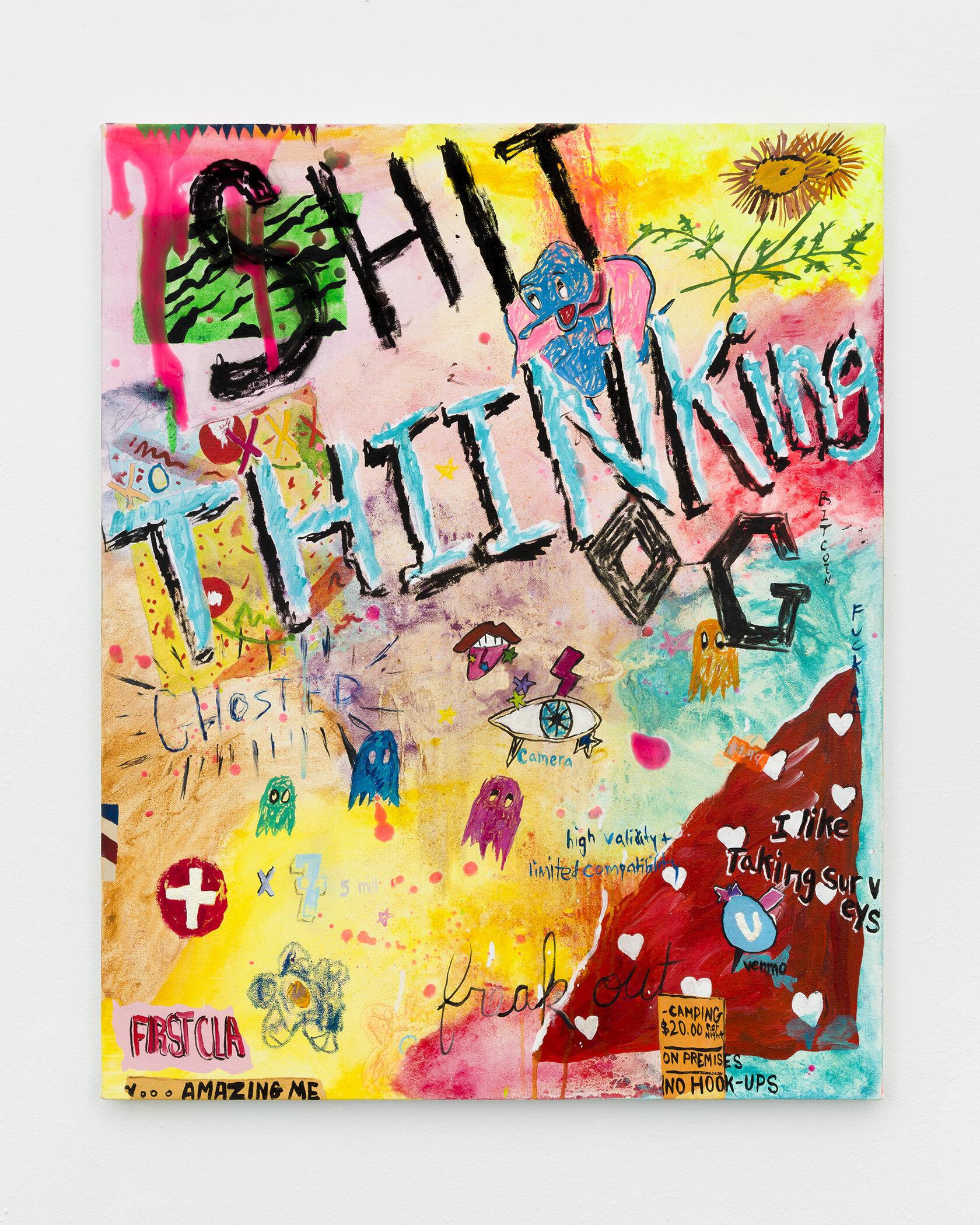  Alicia Gibson,  Shit Thinking,  2019, Oil and encaustic on linen,  30 × 24 inches  