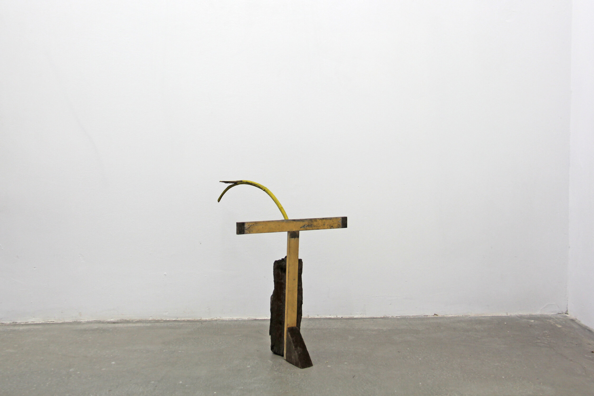  Georgia Dickie,  Modest Reach , 2020, Found wood and paint, 17.25 x 17 x 13 in (43.8 x 43.2 x 33 cm)  