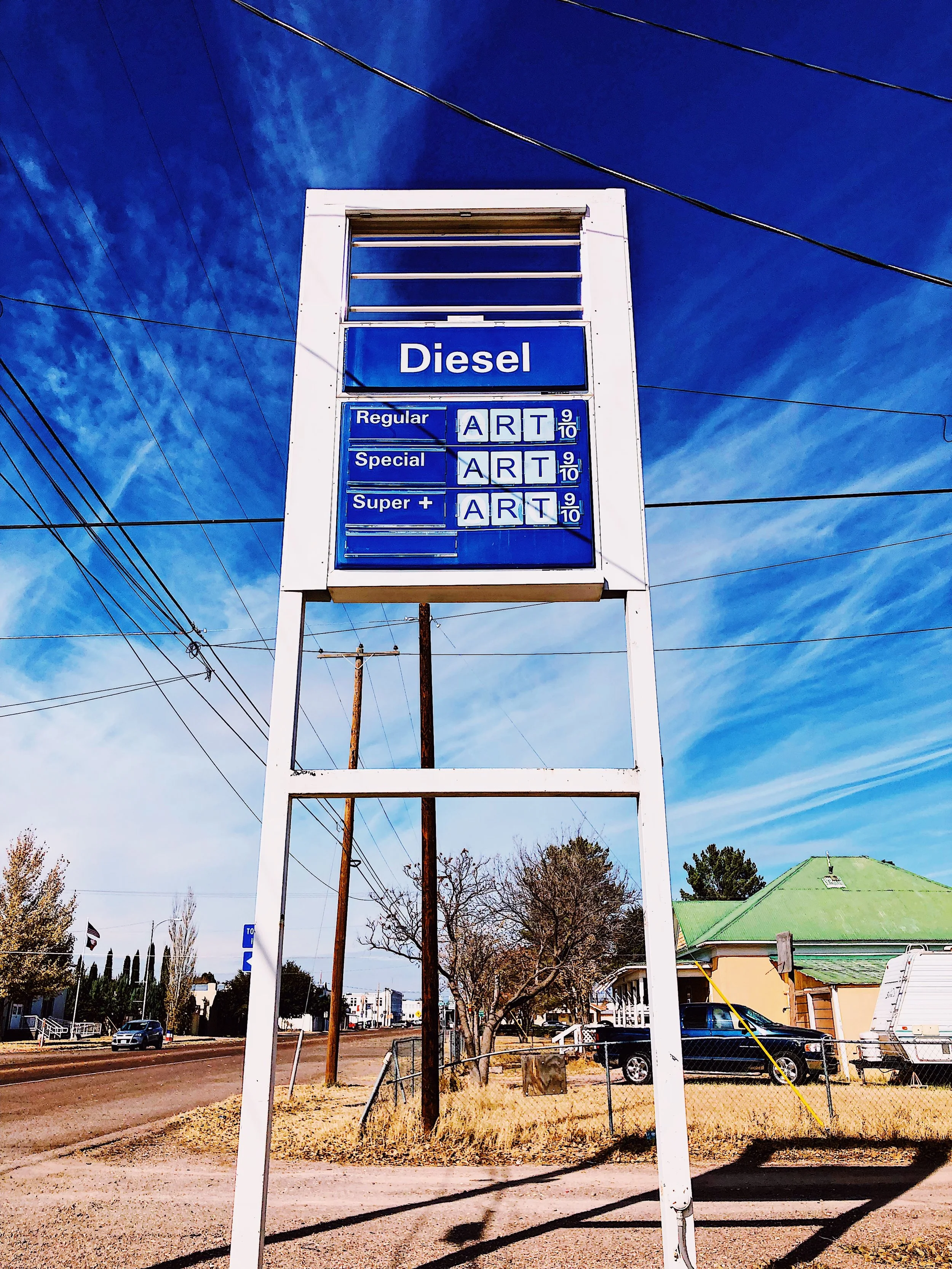 I love this picture. An out-of-use gas station repurposed for… ART!