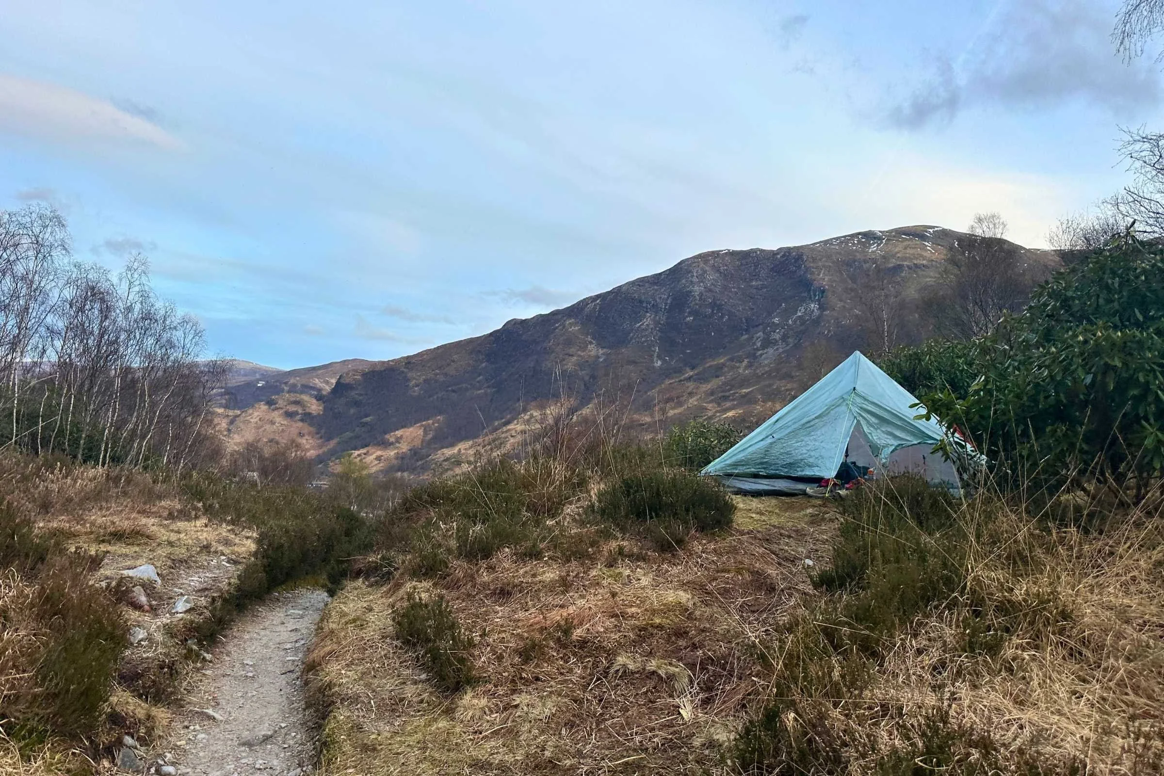West Highland Way WTG Day 6 camp spot outside Kinlochleven