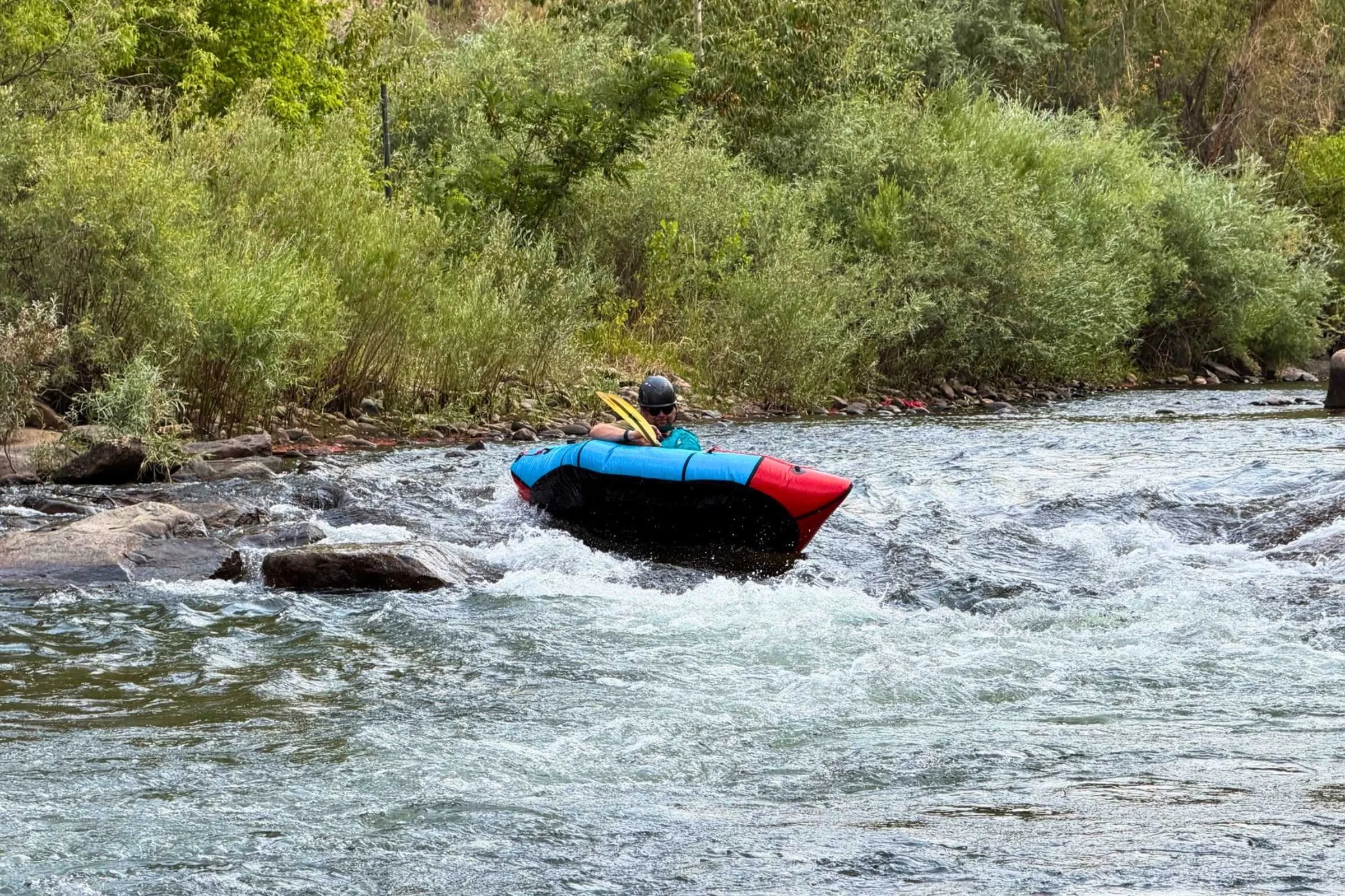 The author getting squirrely on a rapid in Clear Creek. Courtesy Mary Murphy