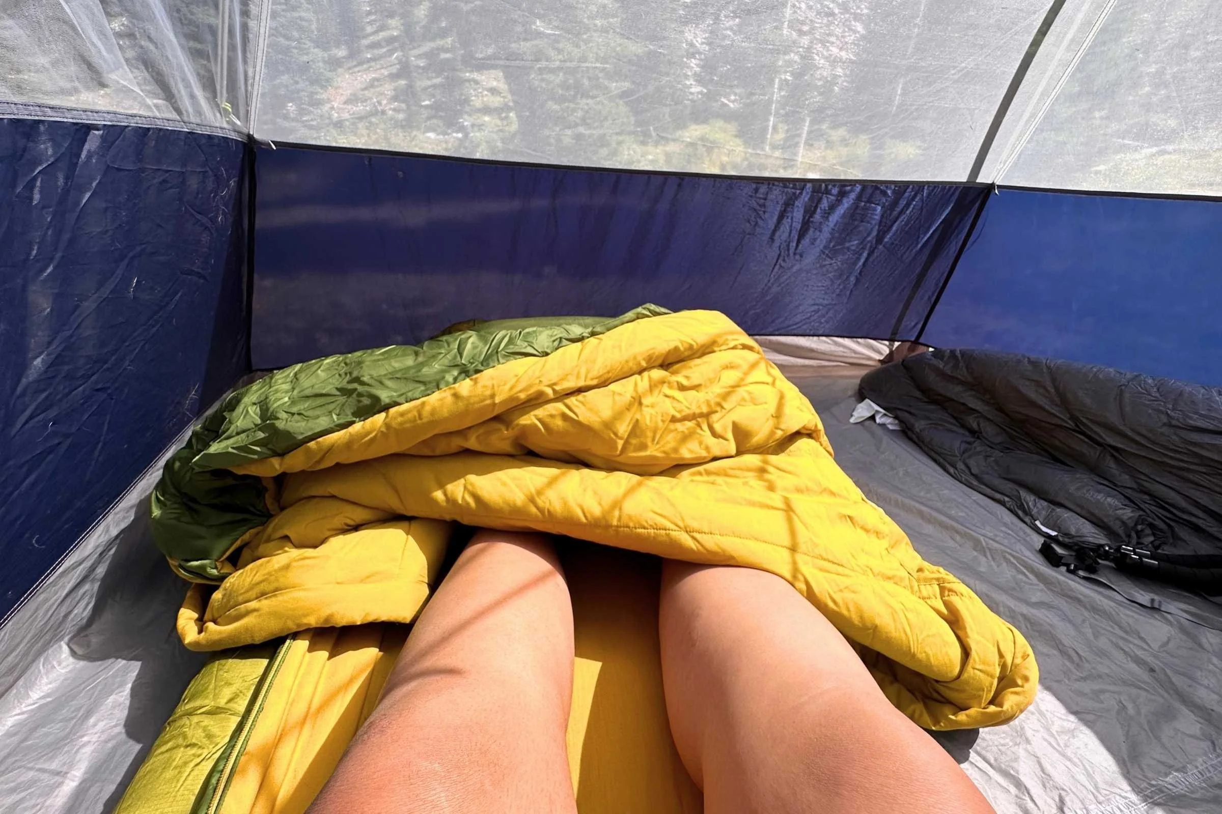 The Big Agnes Echo Park with both sides unzipped.