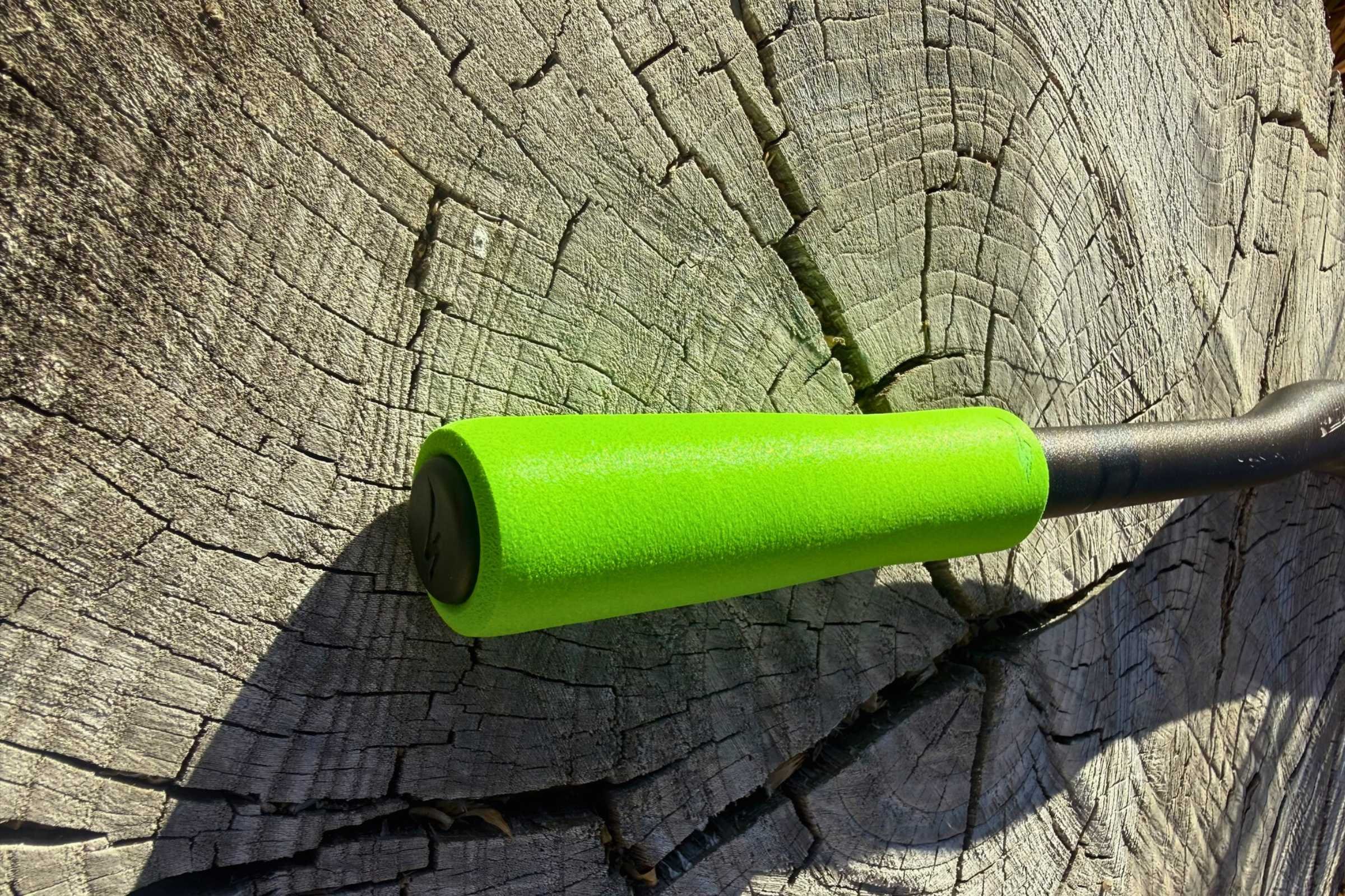 The Specialized XC Race Grips were hard to get on and didn’t offer much cushioning. Even here they’re bunched up after a half hour of struggling to get them on the bars. Courtesy Chris Meehan