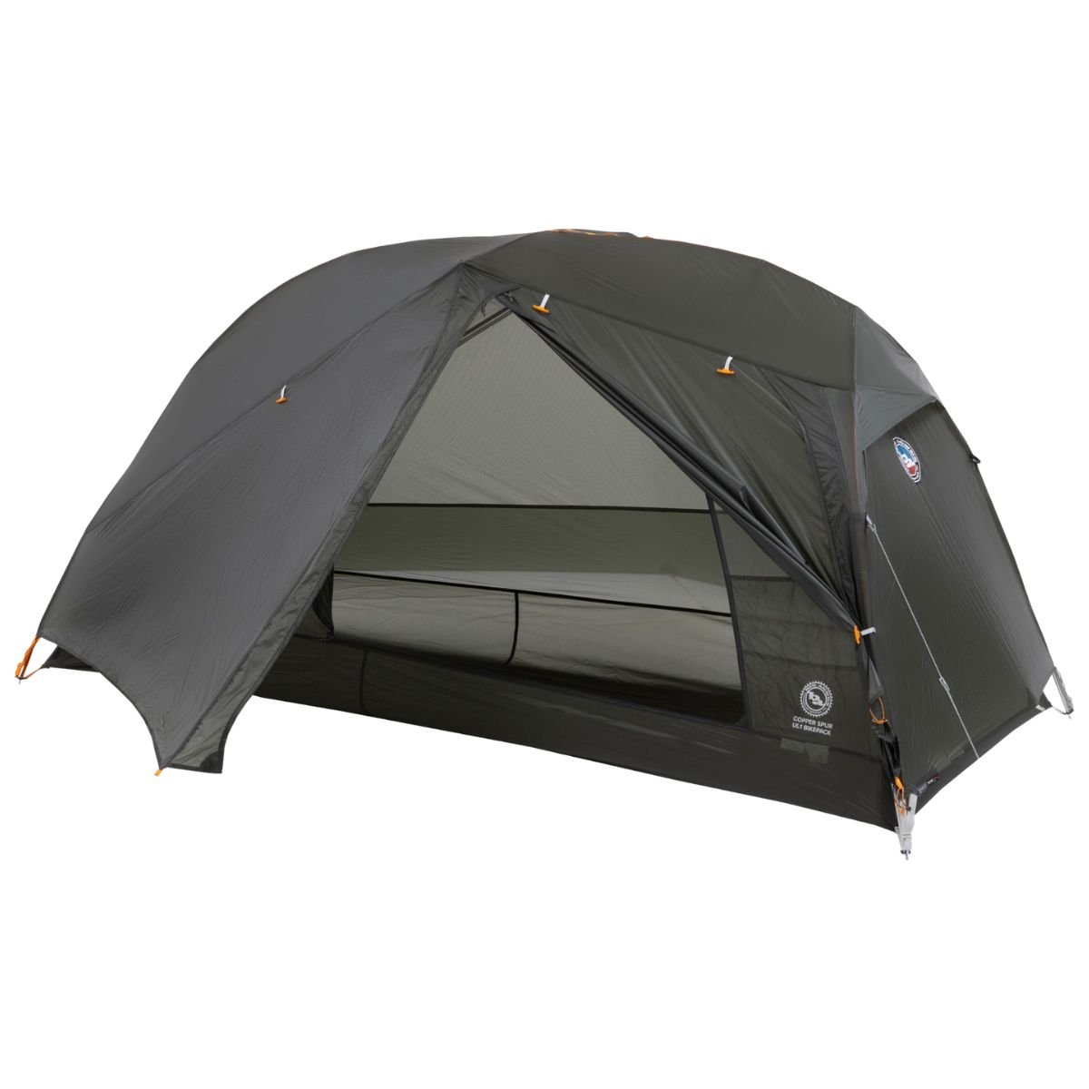 The Big Agnes Copper Spur UL1 Bikepack Tent in dark green.