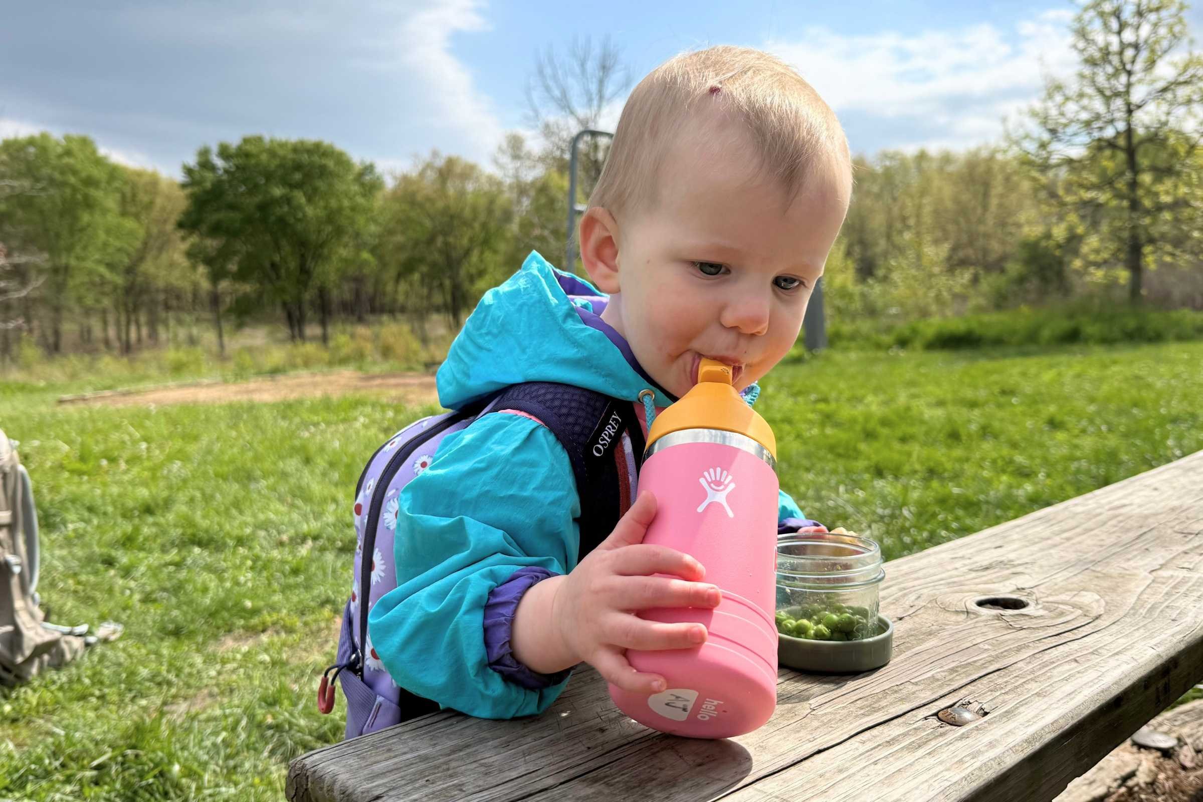 Erica’s daughter AJ sips water out of her Hydro Flask Kids 12 oz Bottle. Photo courtesy Erica Zazo