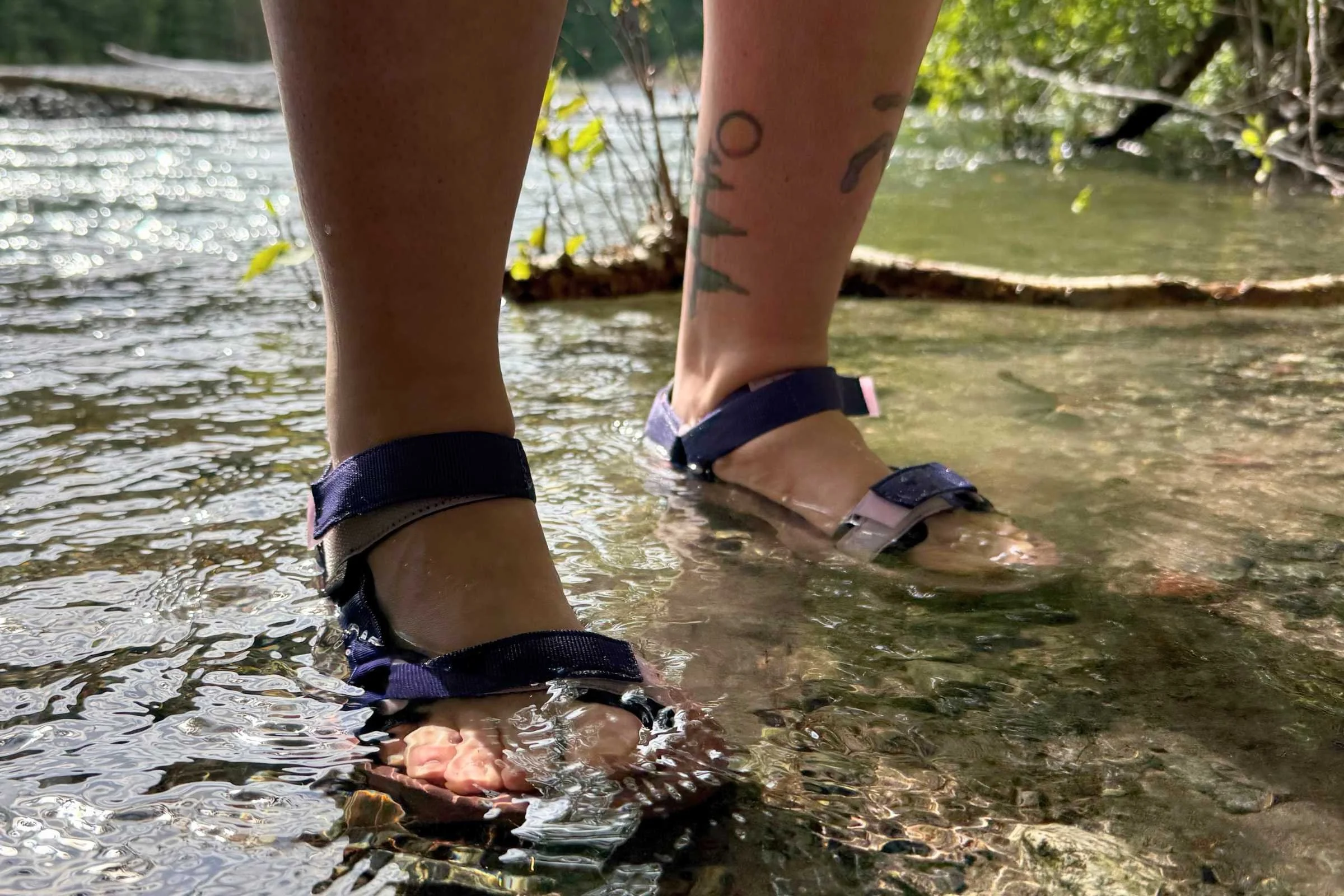 Walking through water in the Teva Hydratek sandals