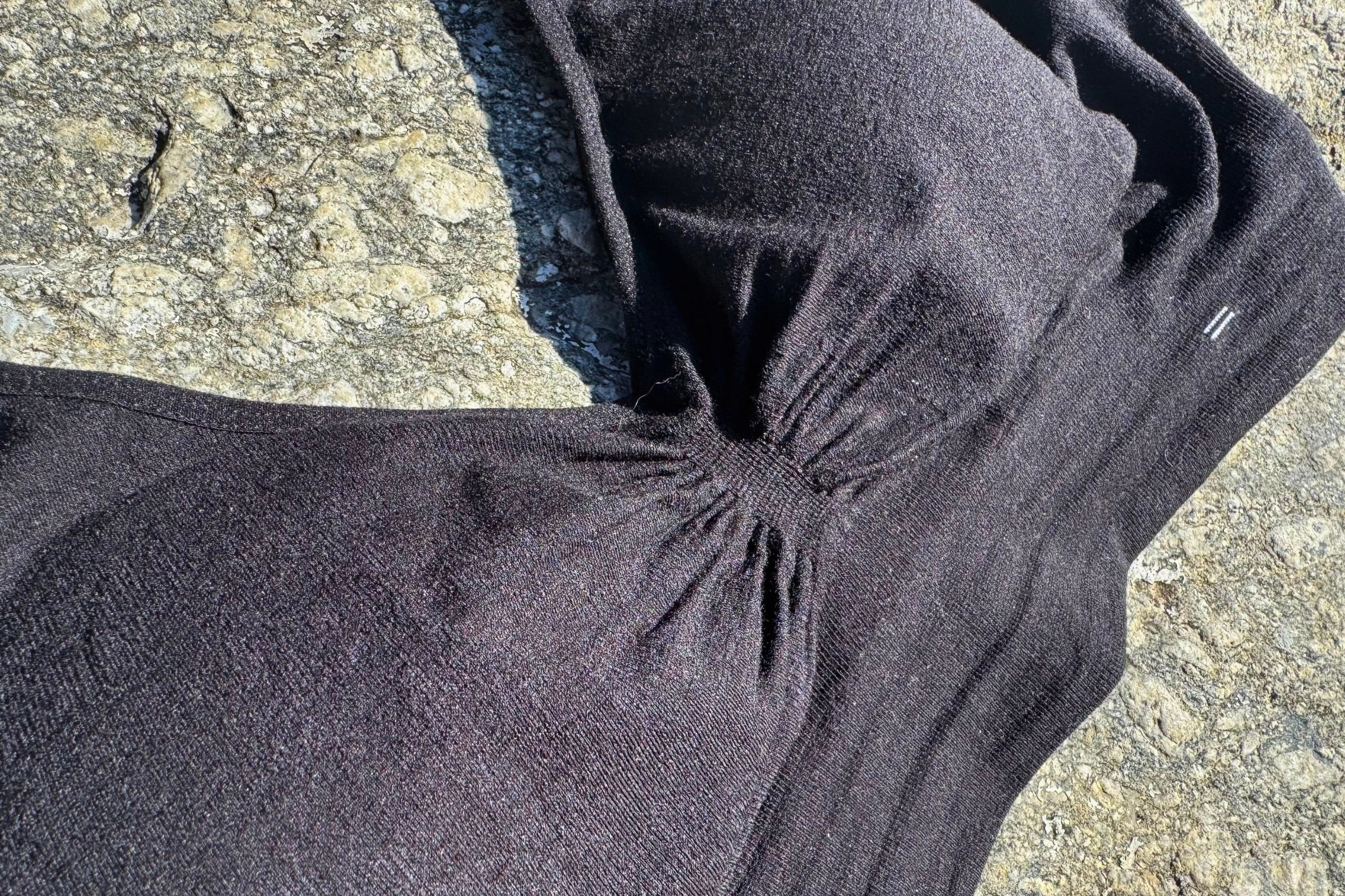 A closeup of the center ruching of the BRANWYN Essential Supreme bra.