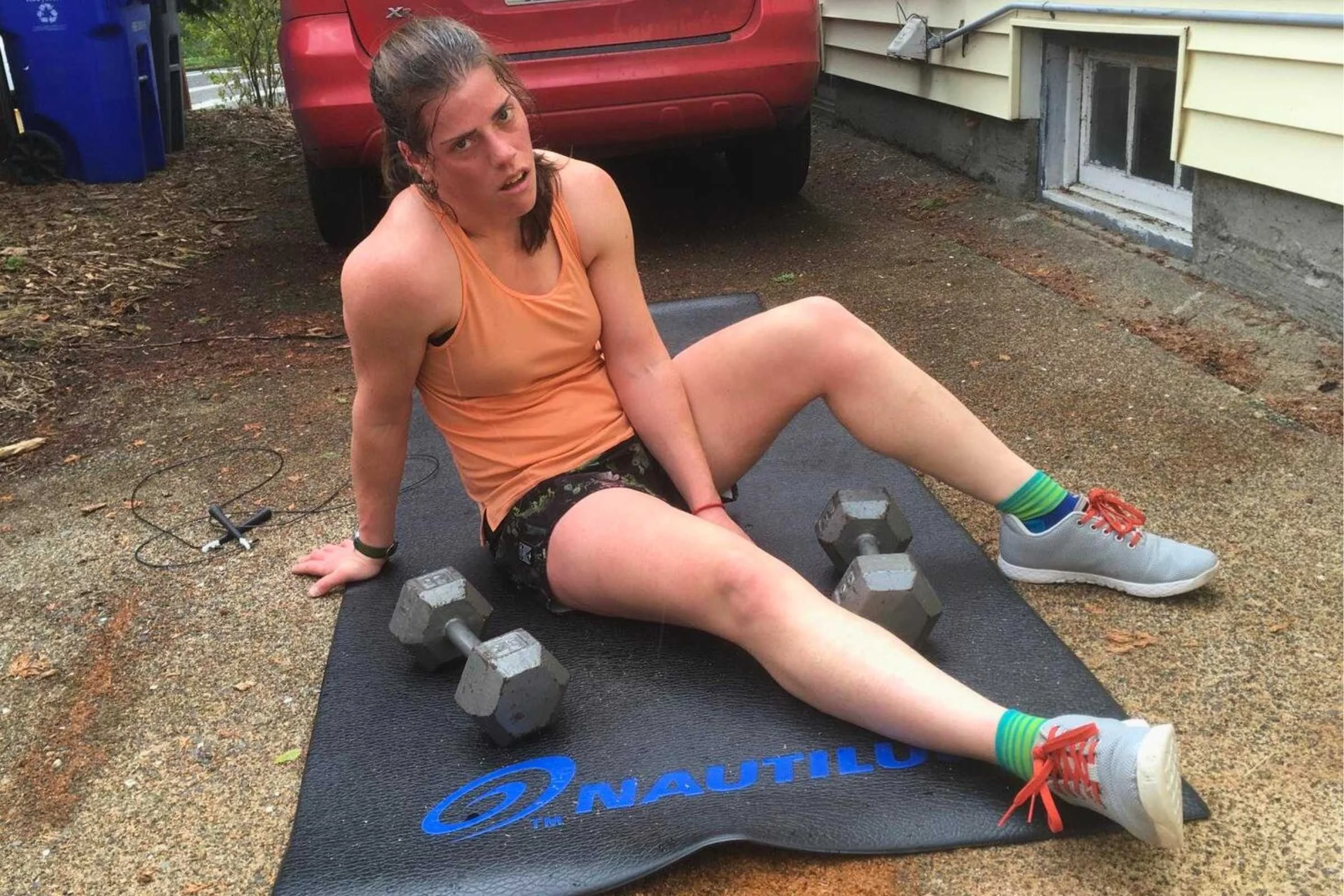 The author after a home Crossfit session. Frequent exercises are likely to want a sport detergent in addition to their typical ordinary everyday laundry detergent.