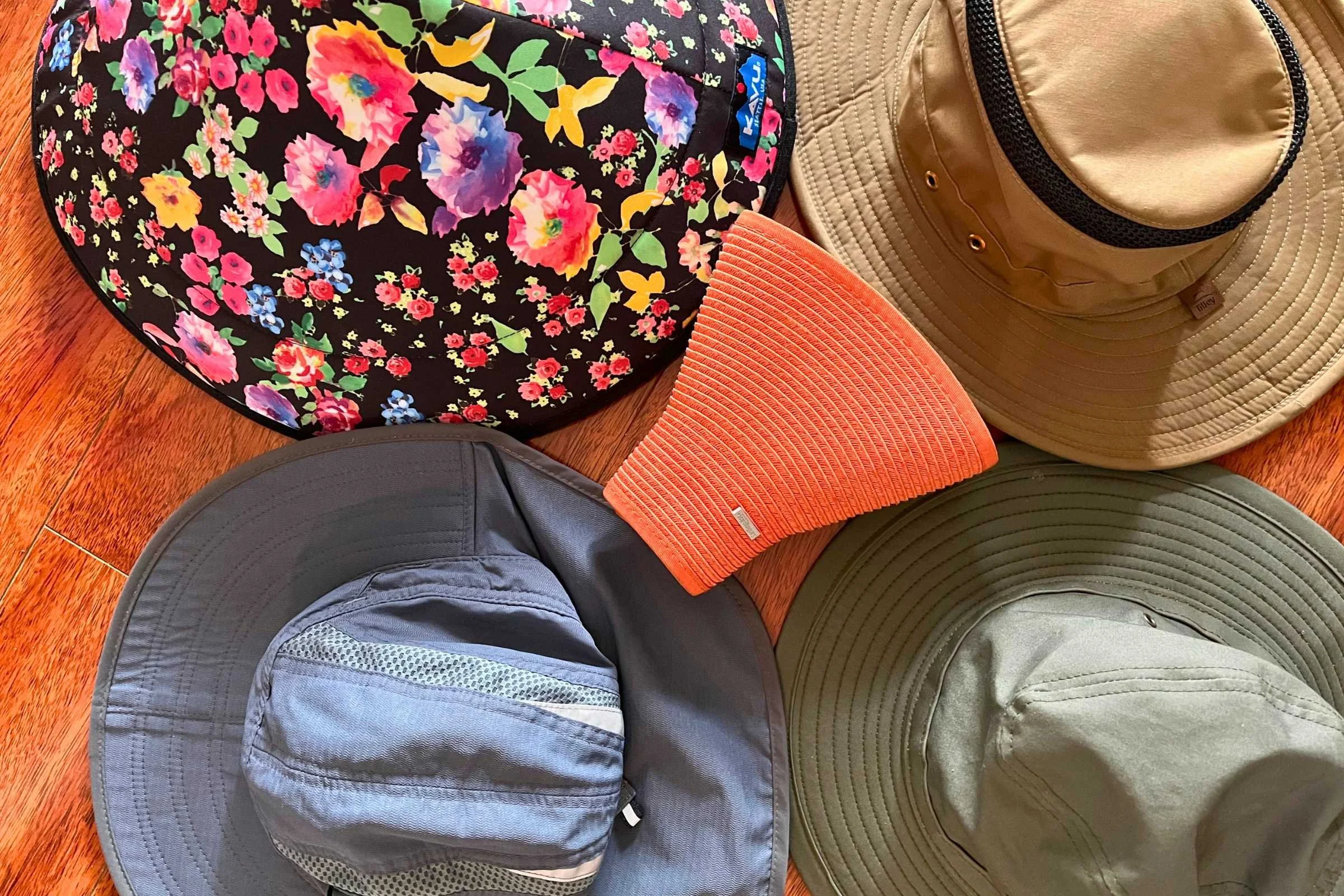 The San Diego Hat Company Visor (center) folds up like a charm. Photo by Sonja Lind.