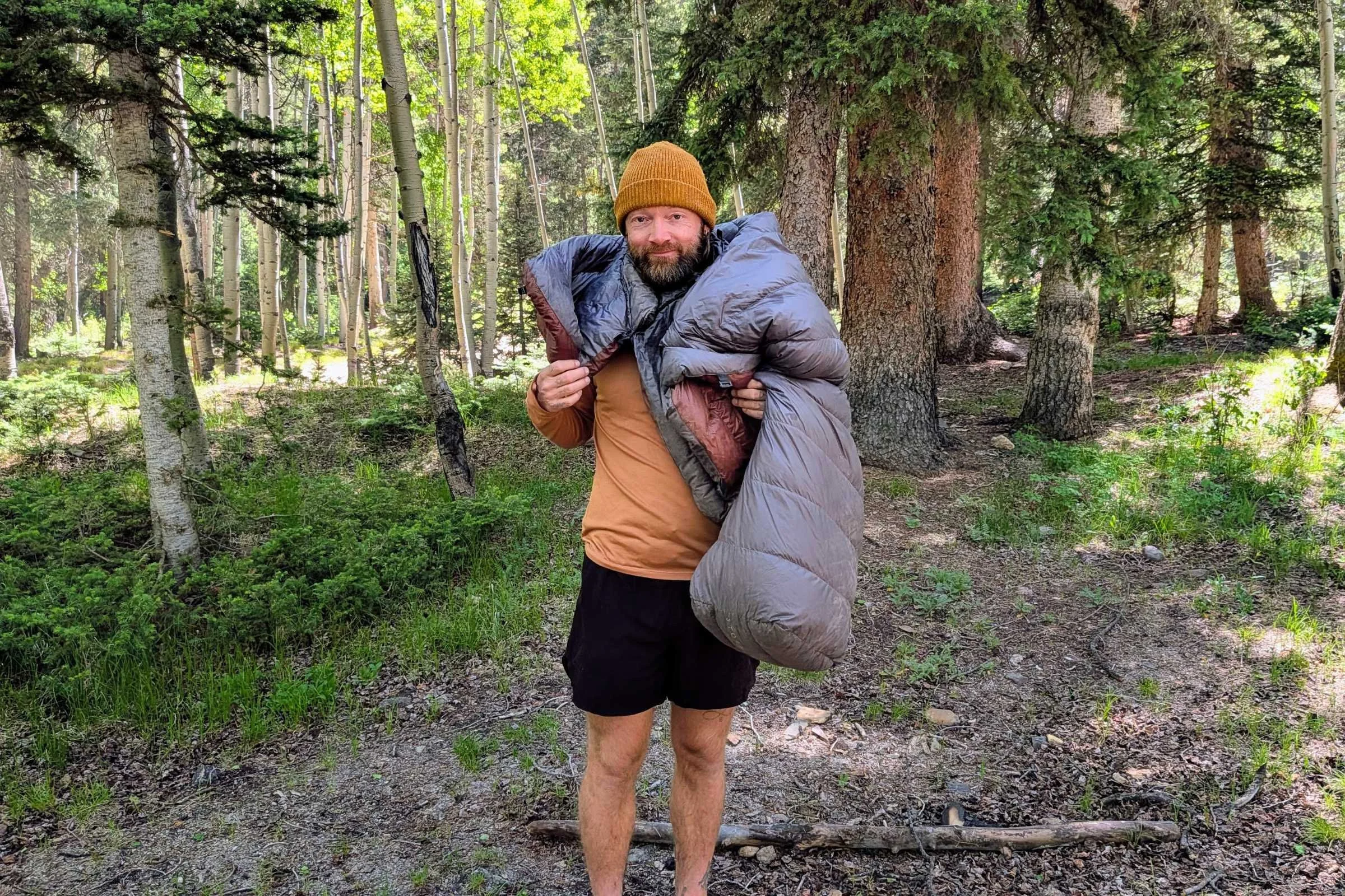 Outdoor Vitals StormLoft 15 Down TopQuilt draped over