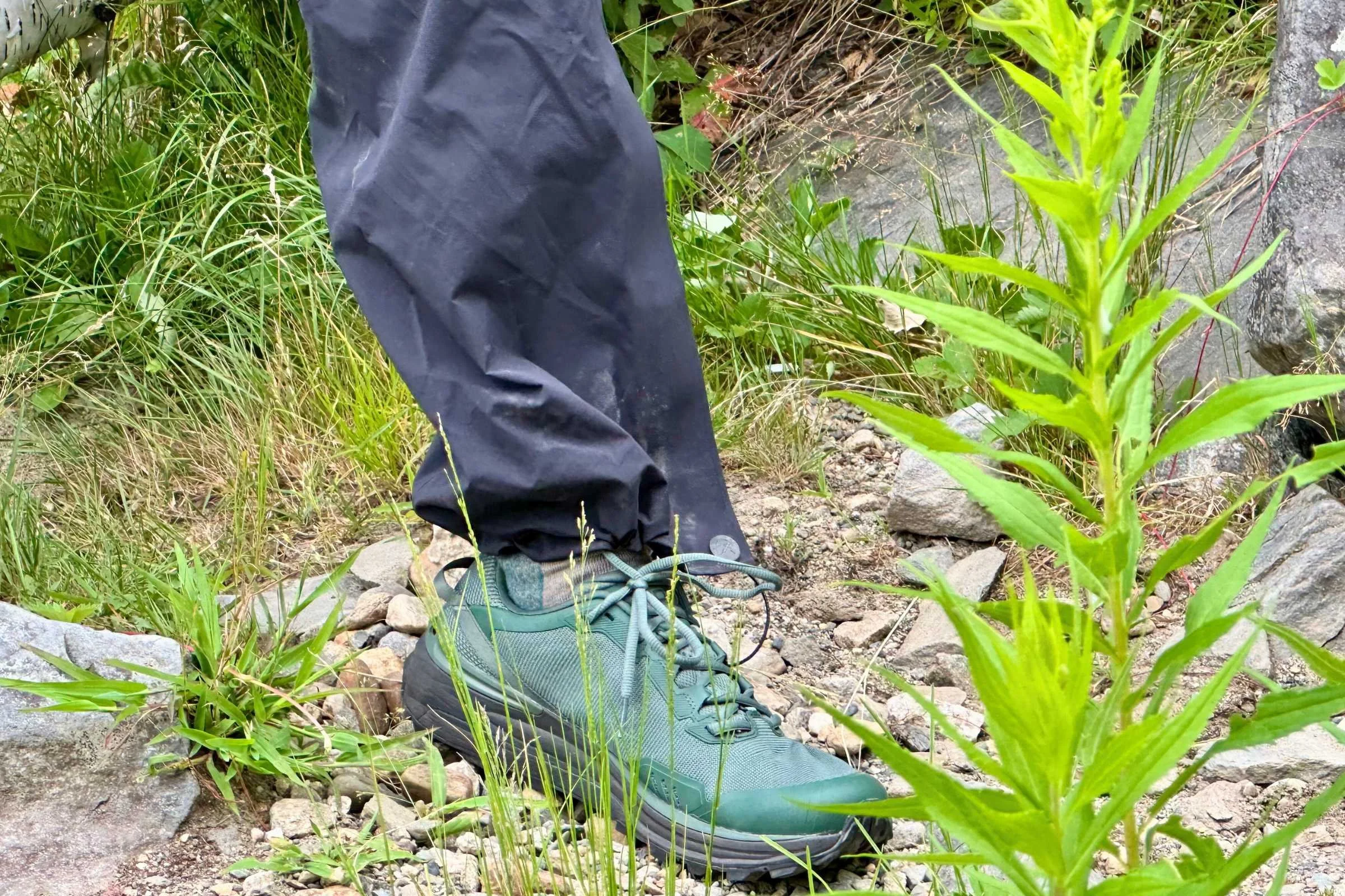 Lower leg on the REI Co-op XeroCloud rain pants.
