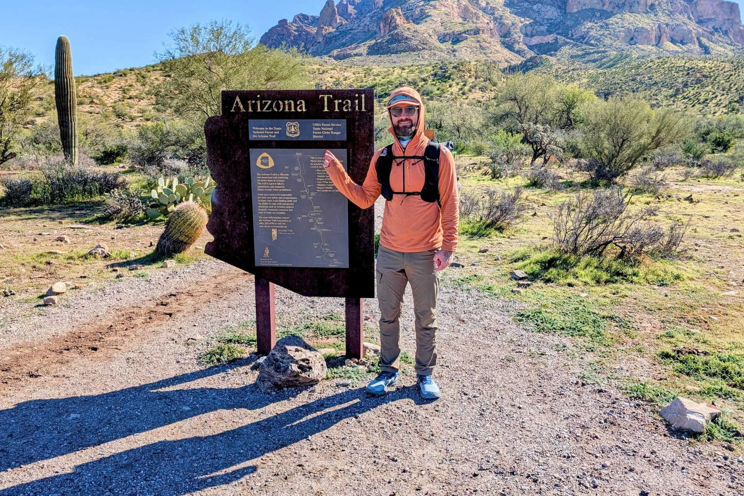 Starting a backpacking trip along the Arizona Trail in the Altra Timp 6s.