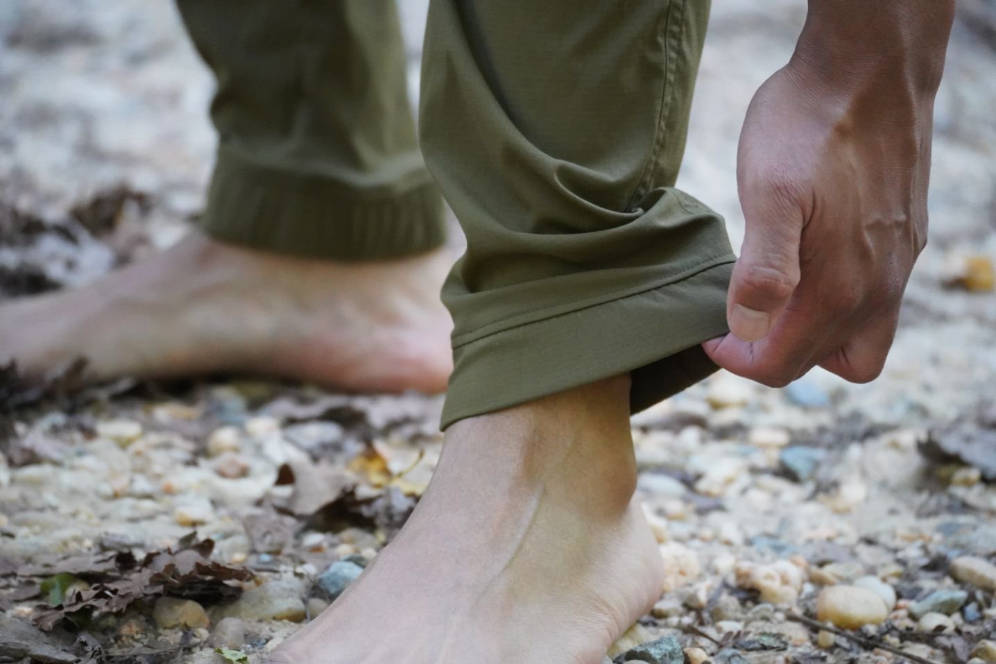 Close-up of the ankle elastic of the Outdoor Research Zendo joggers