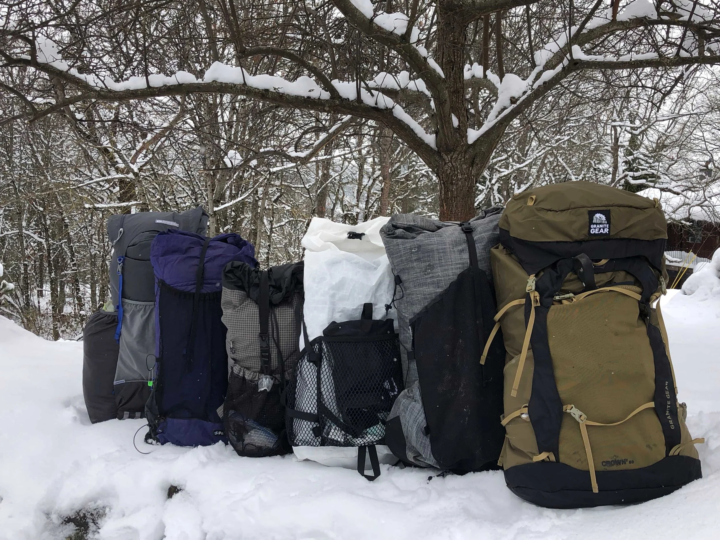 A line up of some of the packs we tested for this story. Photo by Mike Unger.