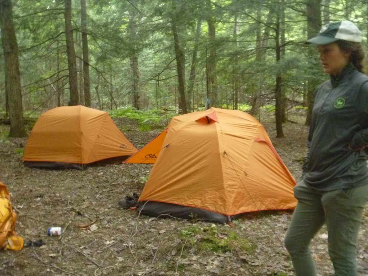 The ALPS Mountaineering Lynx is an affordable 4-person camping tent that can also be used for backpacking. Here, kids use the Alps as part of an outdoor program run by the author. Photo courtesy Micah Leinbach