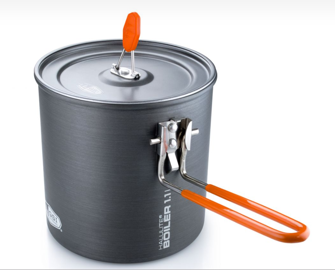 The Halulite 1.1 L cookpot is an anodized aluminum pot with even heat distribution.