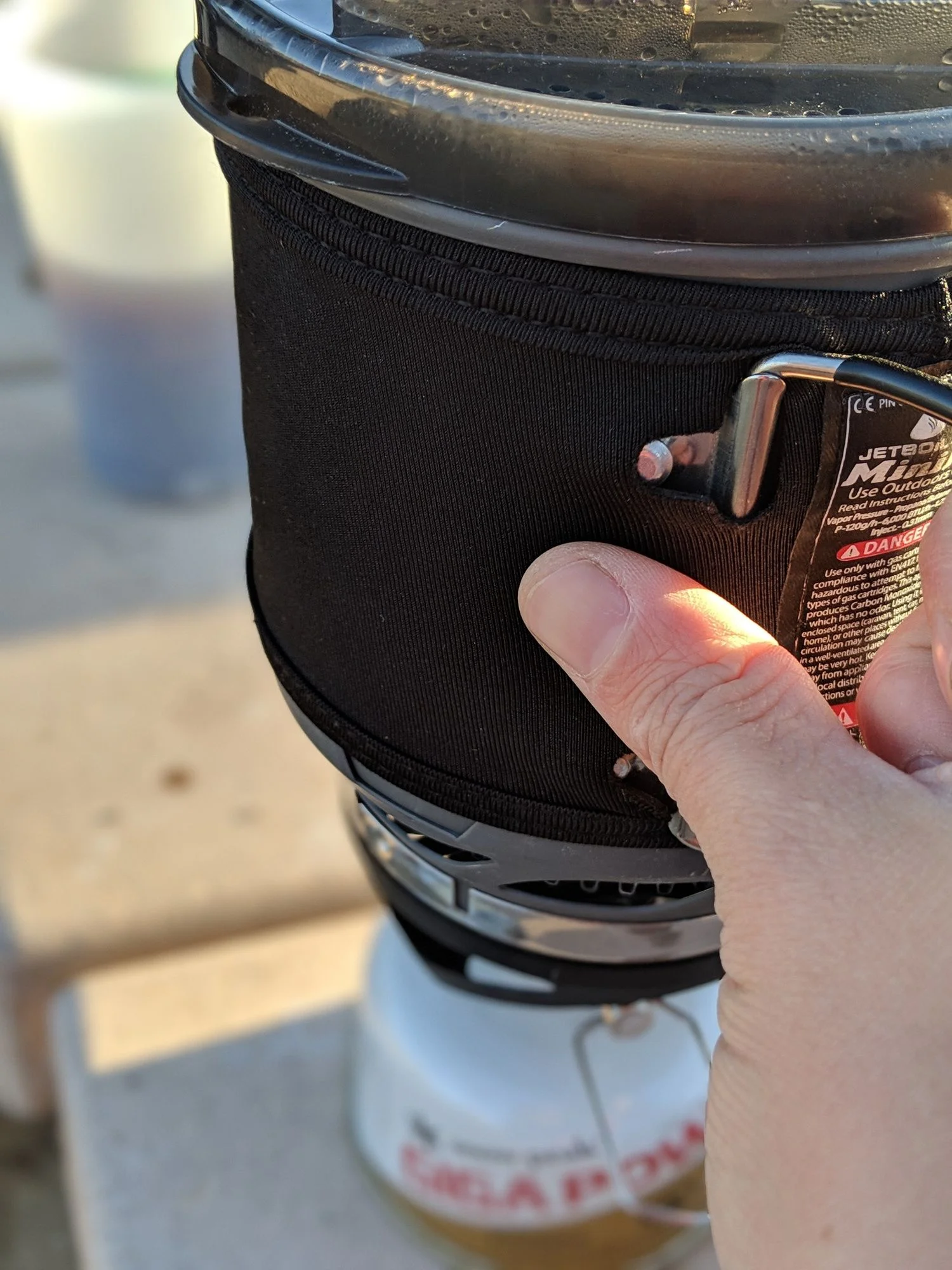 Close-up on the small gap in the insulation cover on the MiniMo. Photo courtesy Liz Thomas.