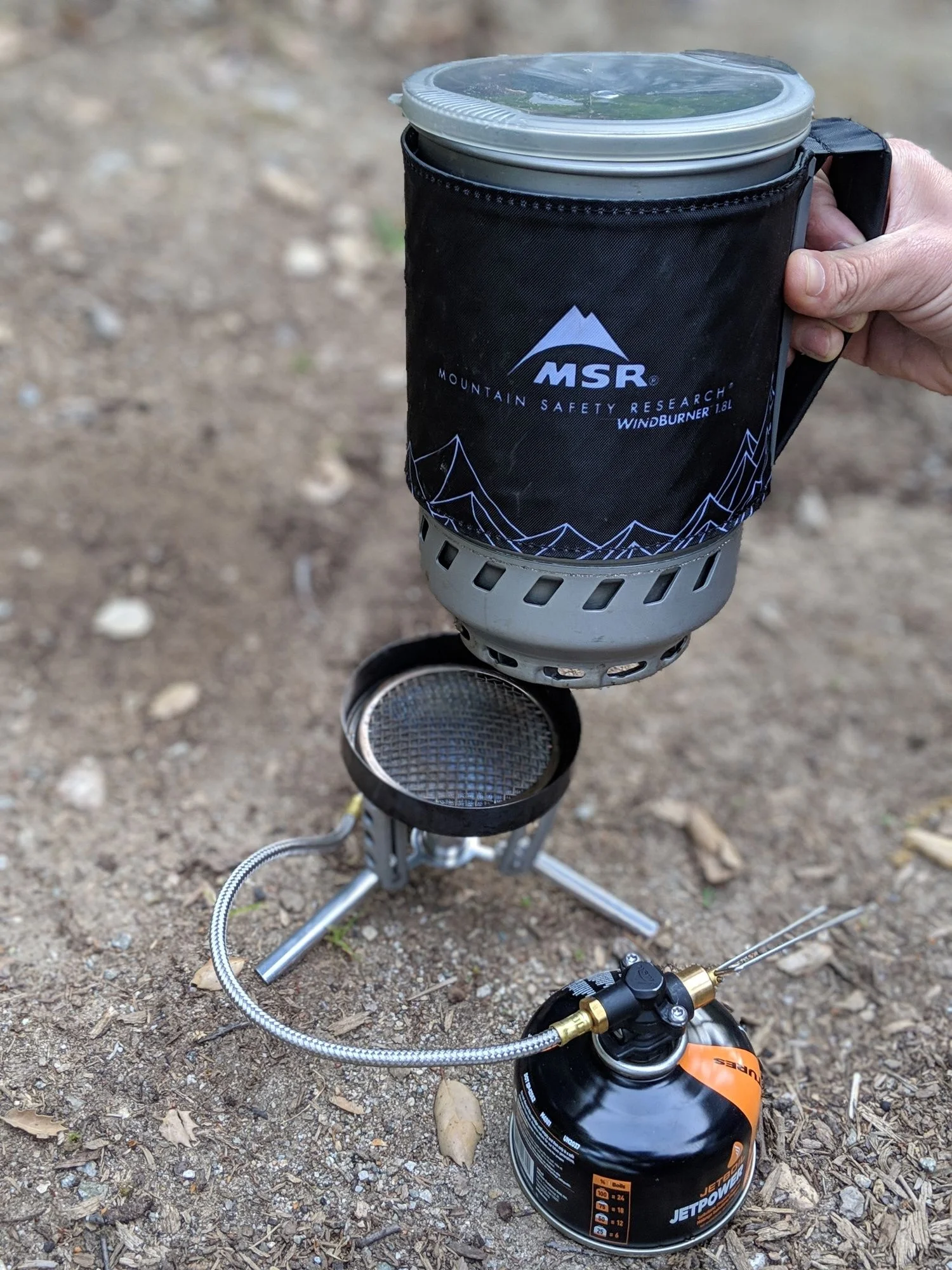 Both the WindBurner 1.8 L and the WindBurner 1 L pot fit onto the WindBurner base. Photo courtesy Liz Thomas.