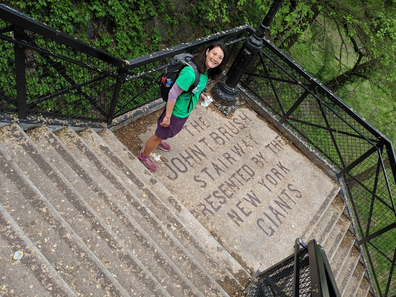 Liz Thomas on the John T Brush Stairway in New York City.