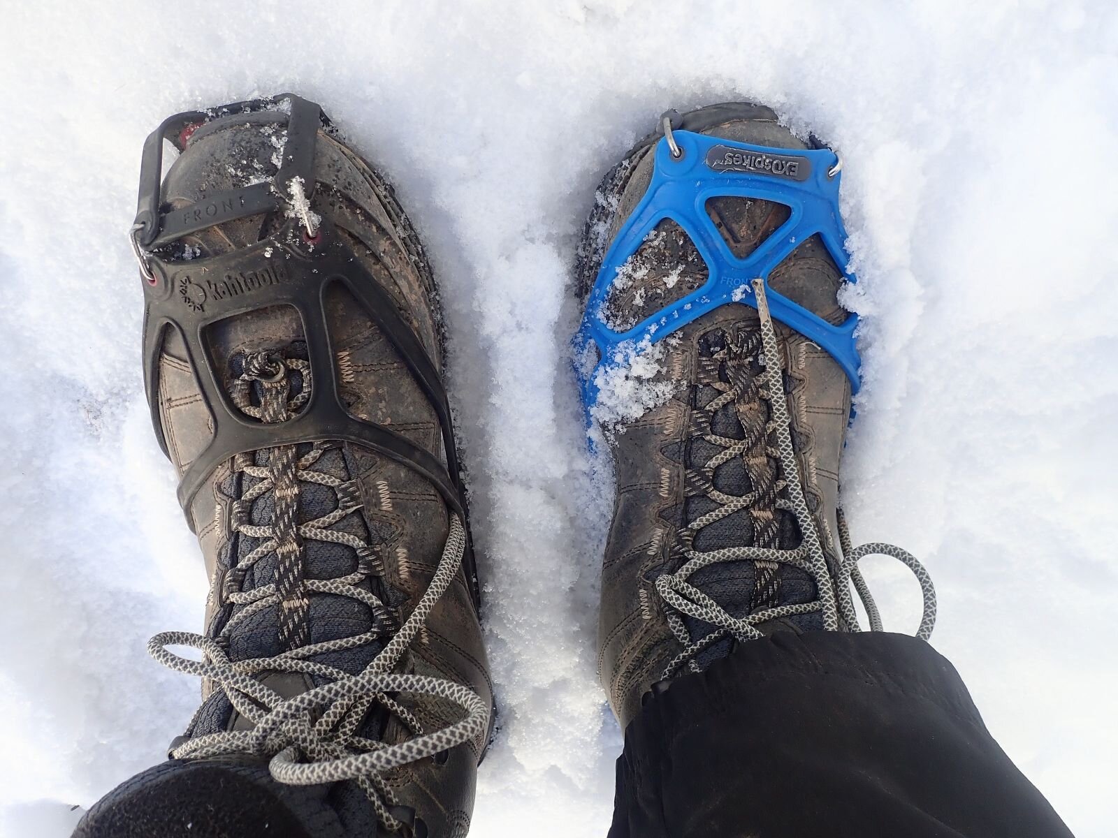 Are crampons with sharp, long spikes considered dangerous items on planes?