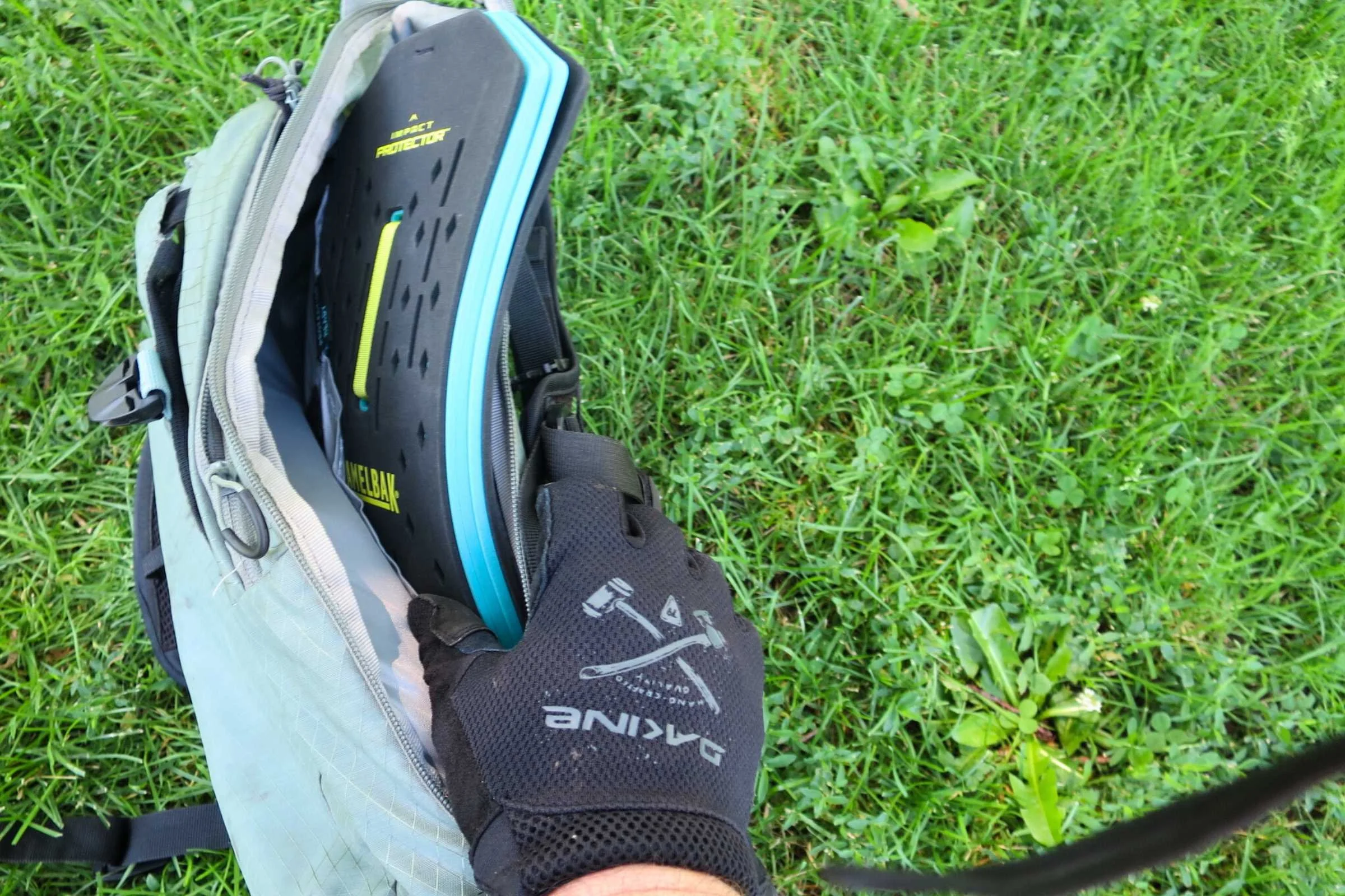 Inserting the CamelBak protector into the M.U.L.E. Pro sleeve is easy.