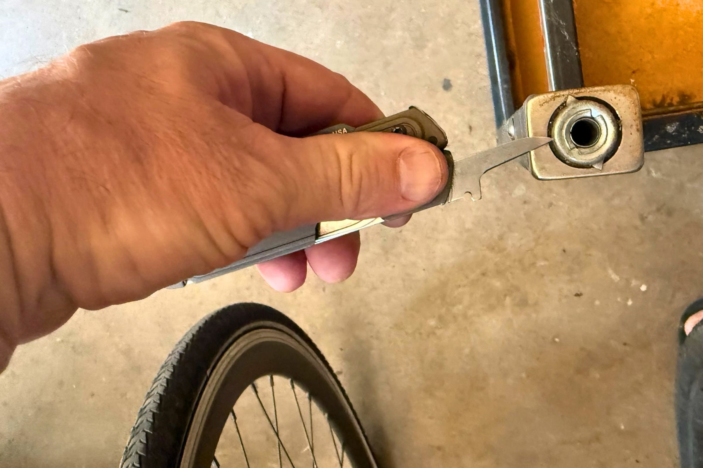 Opening up the Leatherman ARC’s tools with ease made doing tasks like replacing this castor collar easy, where two other multi-tools failed. Courtesy Chris Meehan