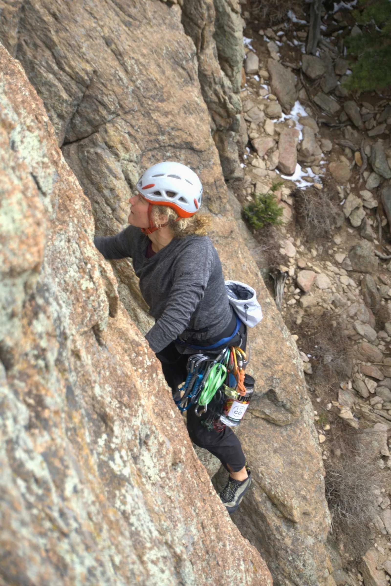 Tracy hanging out with the Arcteryx Ion chalk bag