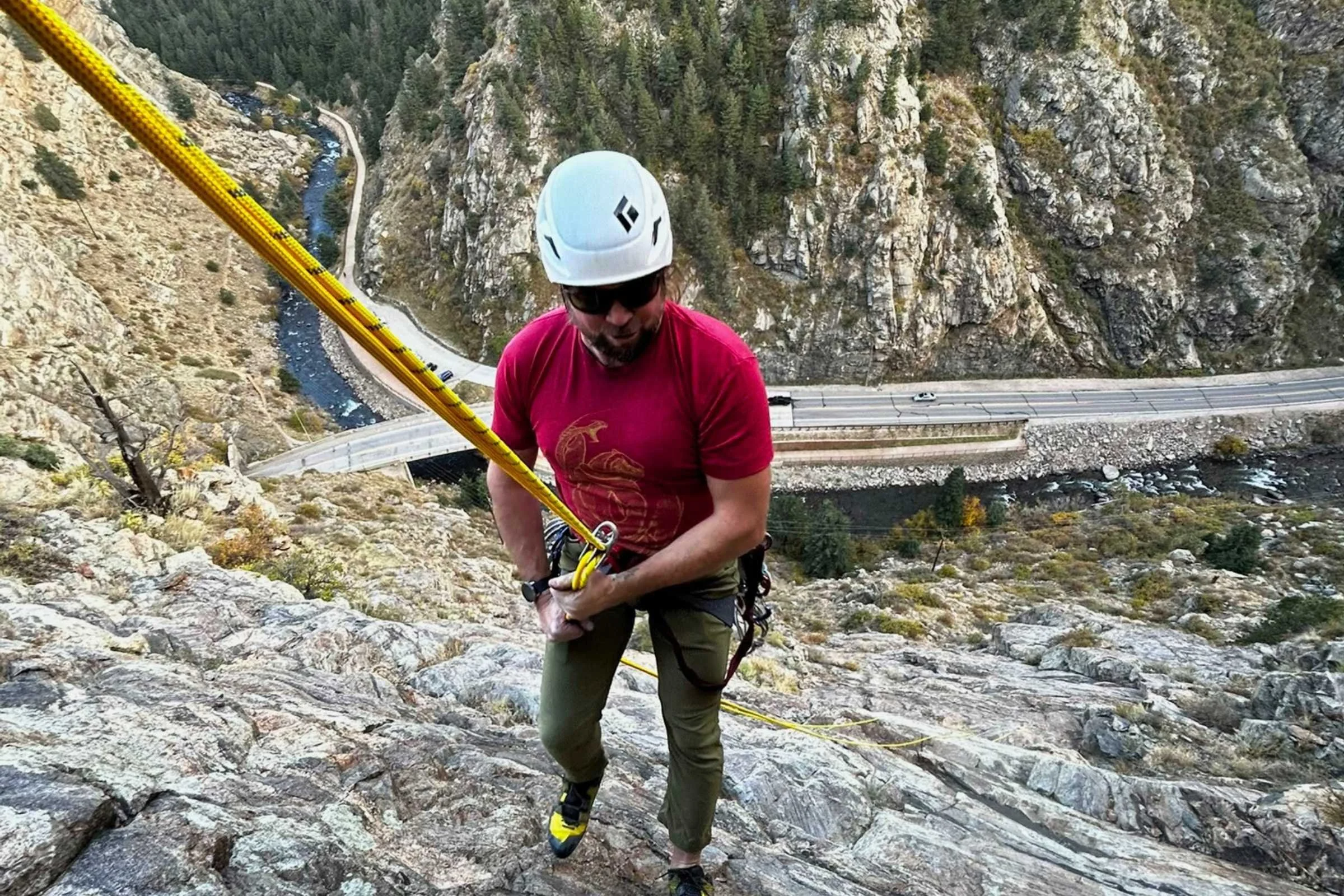 Rappelling off a multi-pitch climb on the Sterling IonR. Photo by Mary Murphy.