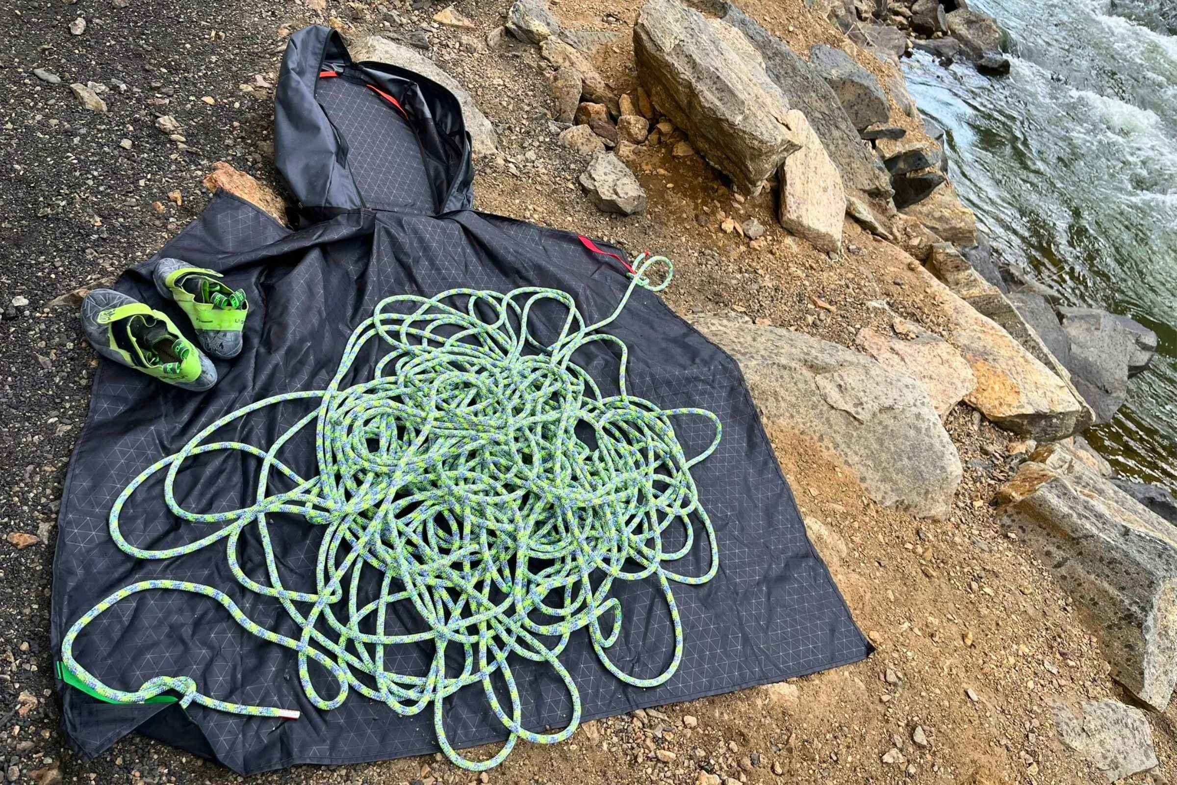 The Mammut Crag We Care Classic climbing rope had one of the more unique weave patterns we tested and no two ropes in this line are exactly the same.