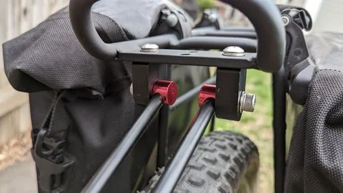Close-up of the adjustable rack arms from another angle.