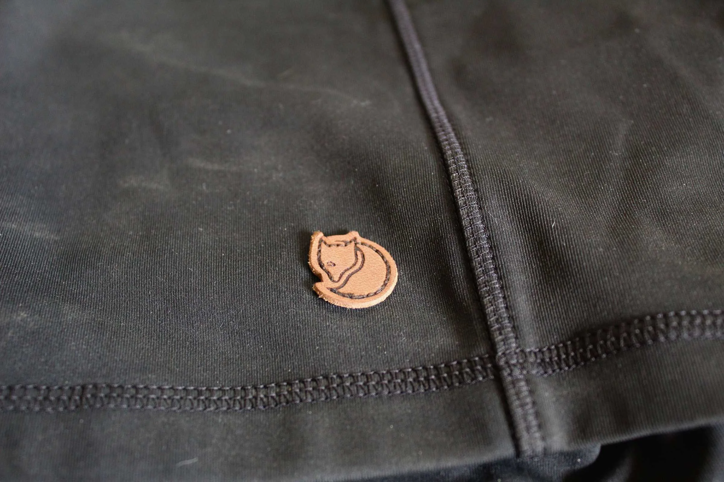 The Fjallraven Abisko shorts feature a small leather logo, making them a non-vegan option. Photo by Meg Carney.