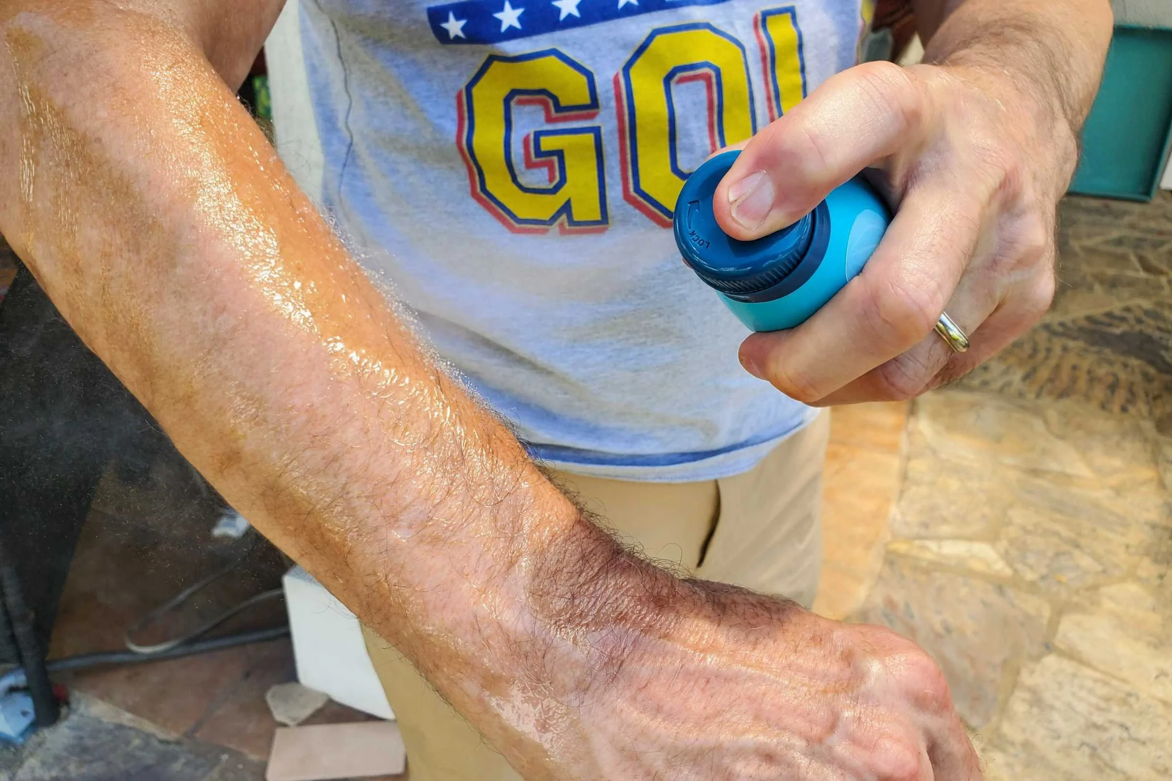   We liked that Trader Joe’s Sunscreen Spray SPF 50+ applied smoothly and without a cloud of fumes.  