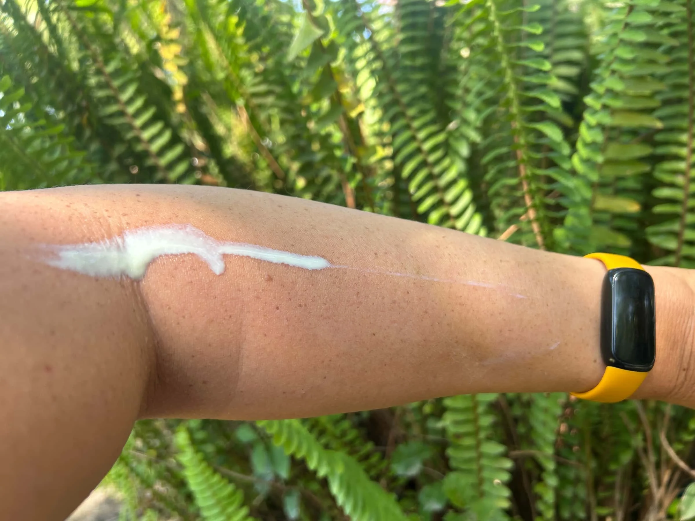  Stream of sunscreen sprayed out by the Raw Elements sunscreen.  