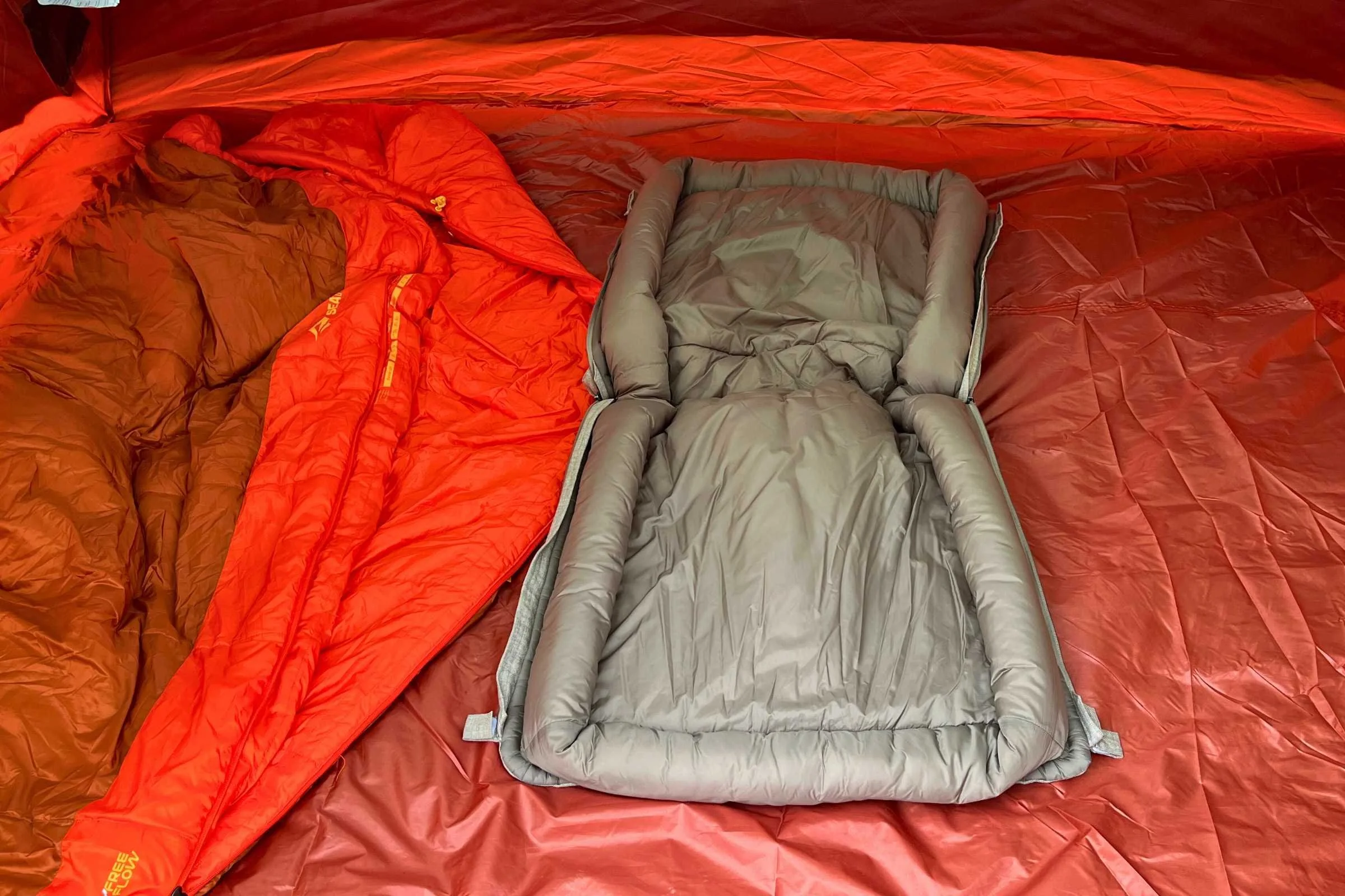 The Snowpeak Ofuton makes a nice dog bed when opened all the way up. Photo by Jae Thomas