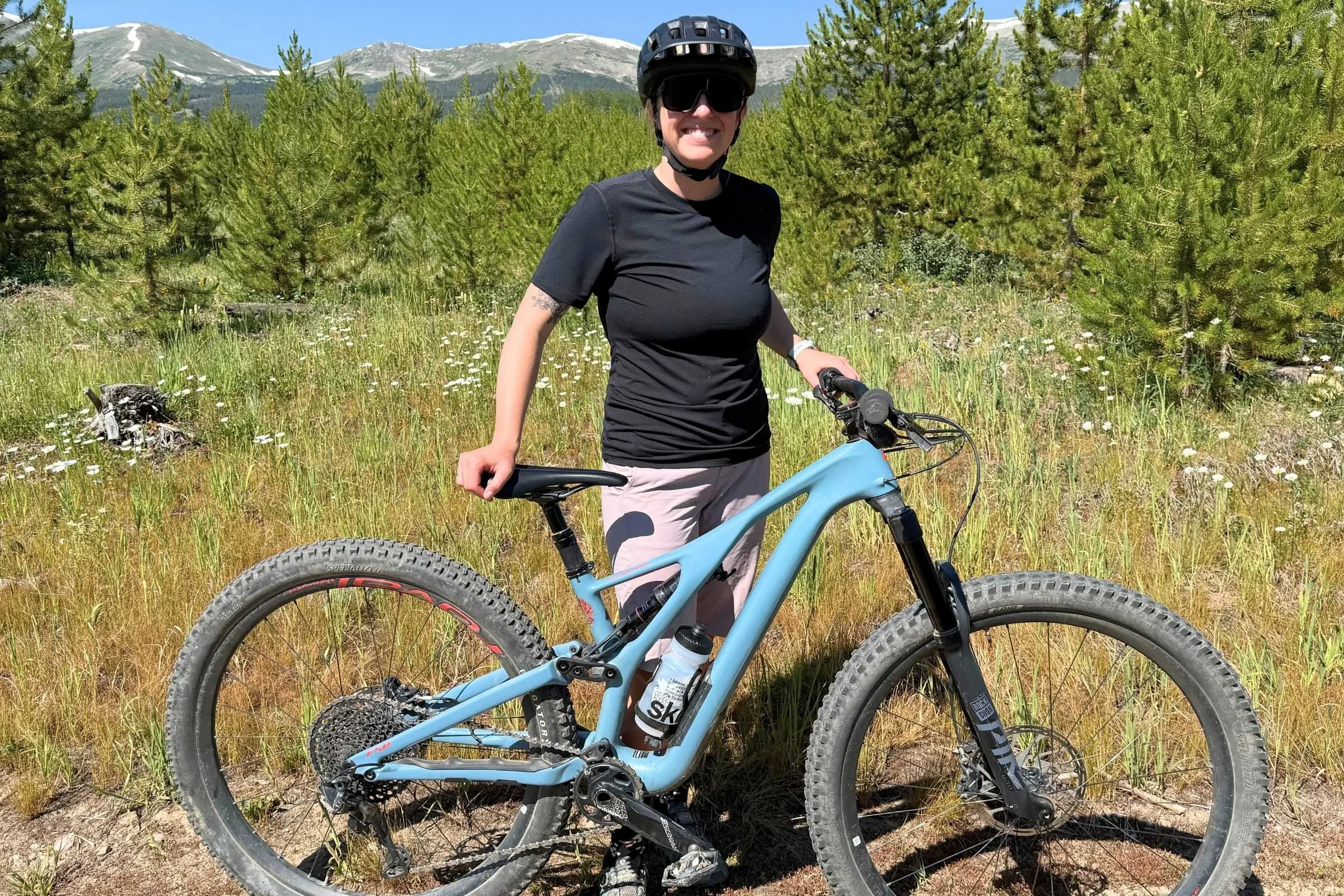 The author in the Wild Rye Salida jersey. We love the fit and fabric of this jersey from a women’s specific brand. Photo by Jon Stockwell.