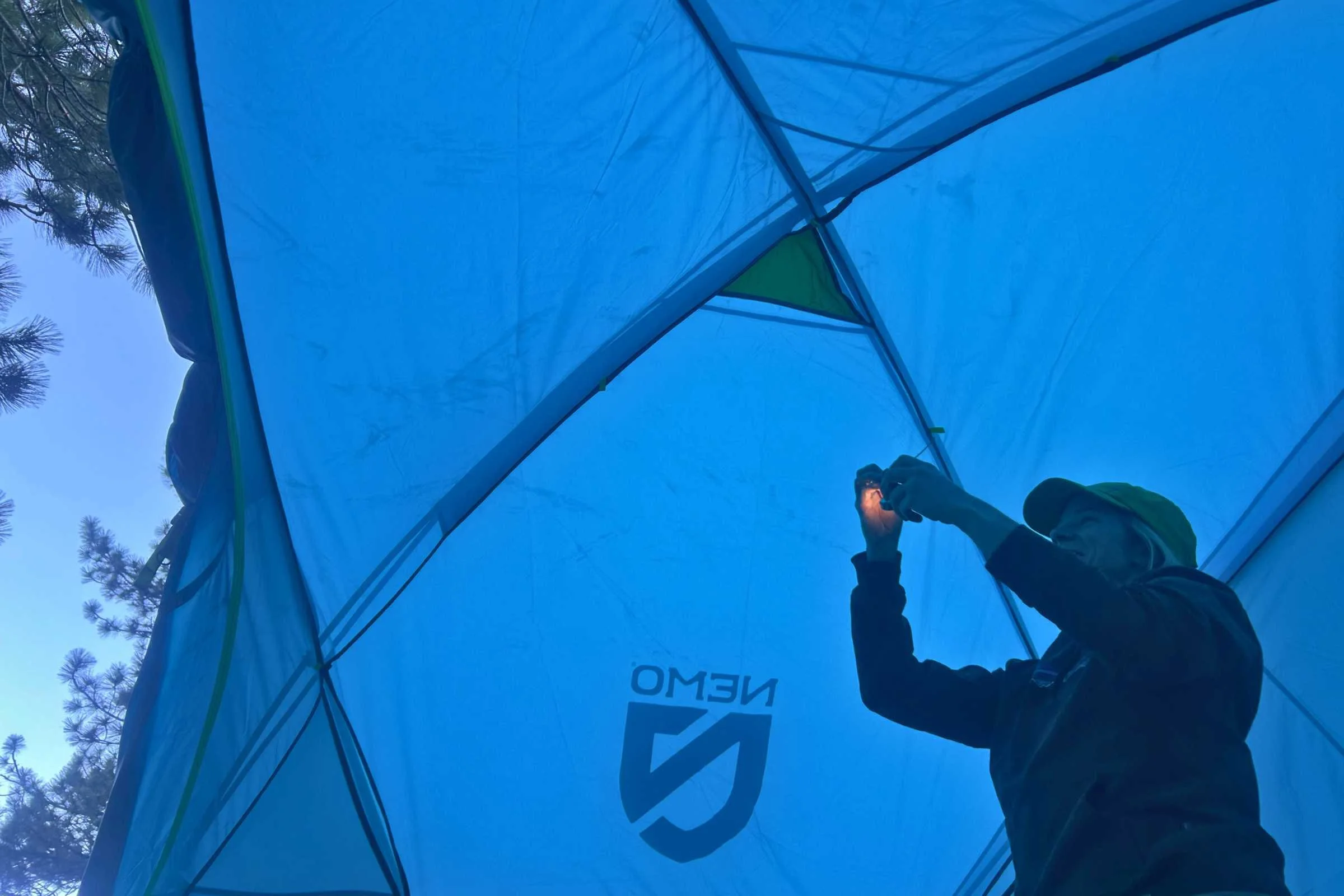 Inside the NEMO Aurora Highrise camping tent